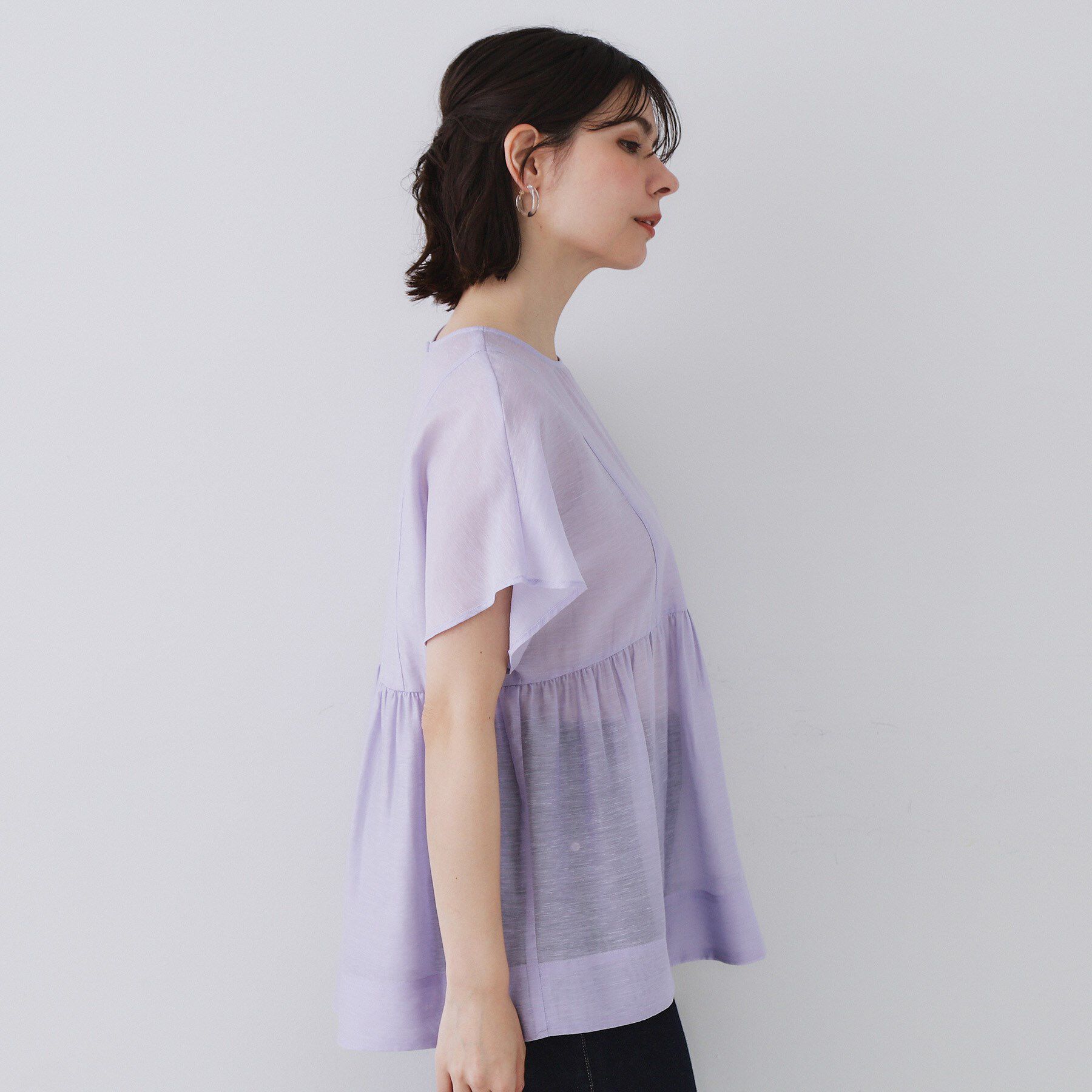 OPAQUE.CLIP「麻混シアーペプラムブラウス【洗濯機洗い可】」|シャツ・ブラウス|