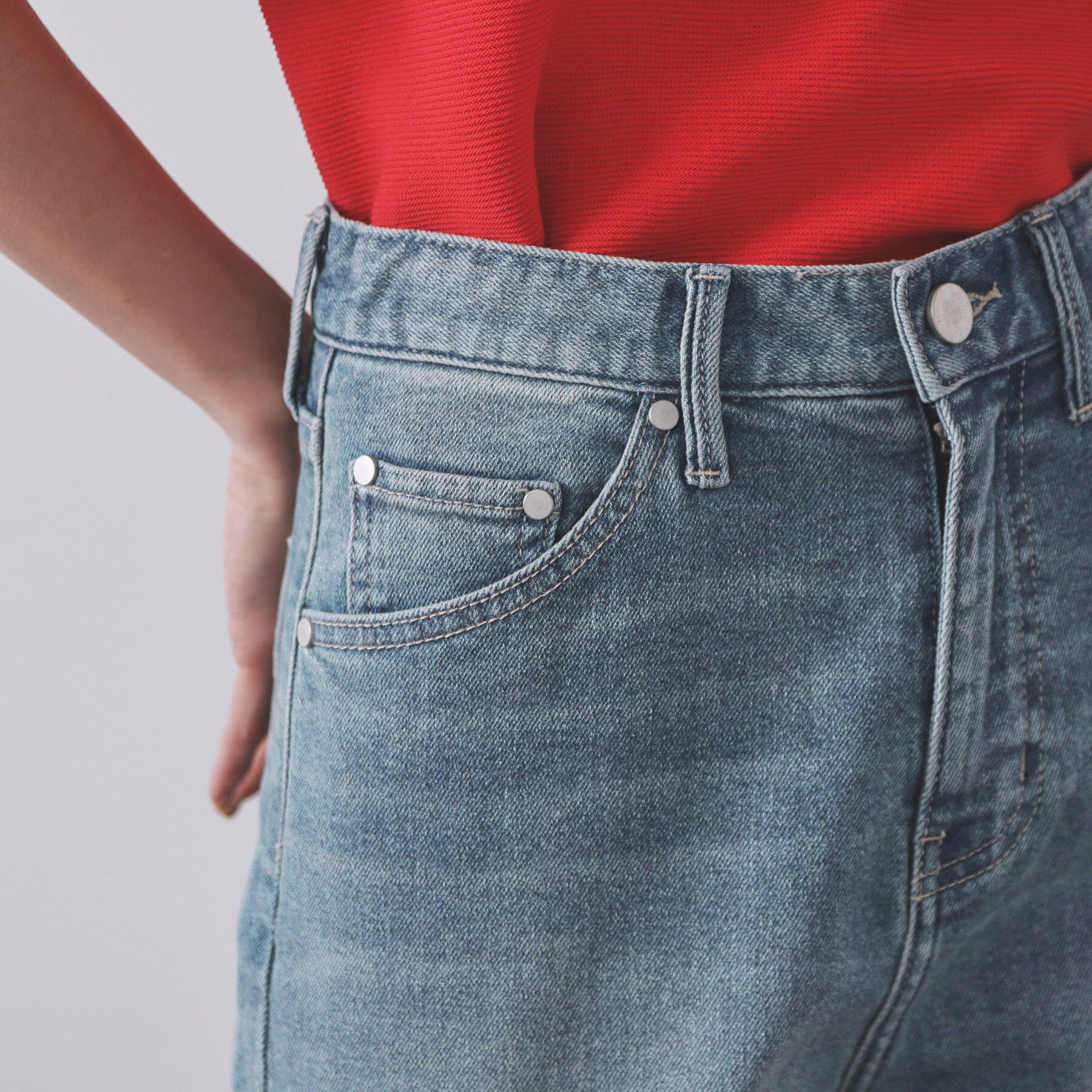 OPAQUE.CLIP「ストレッチストレートデニム【洗濯機洗い可】」|デニム|