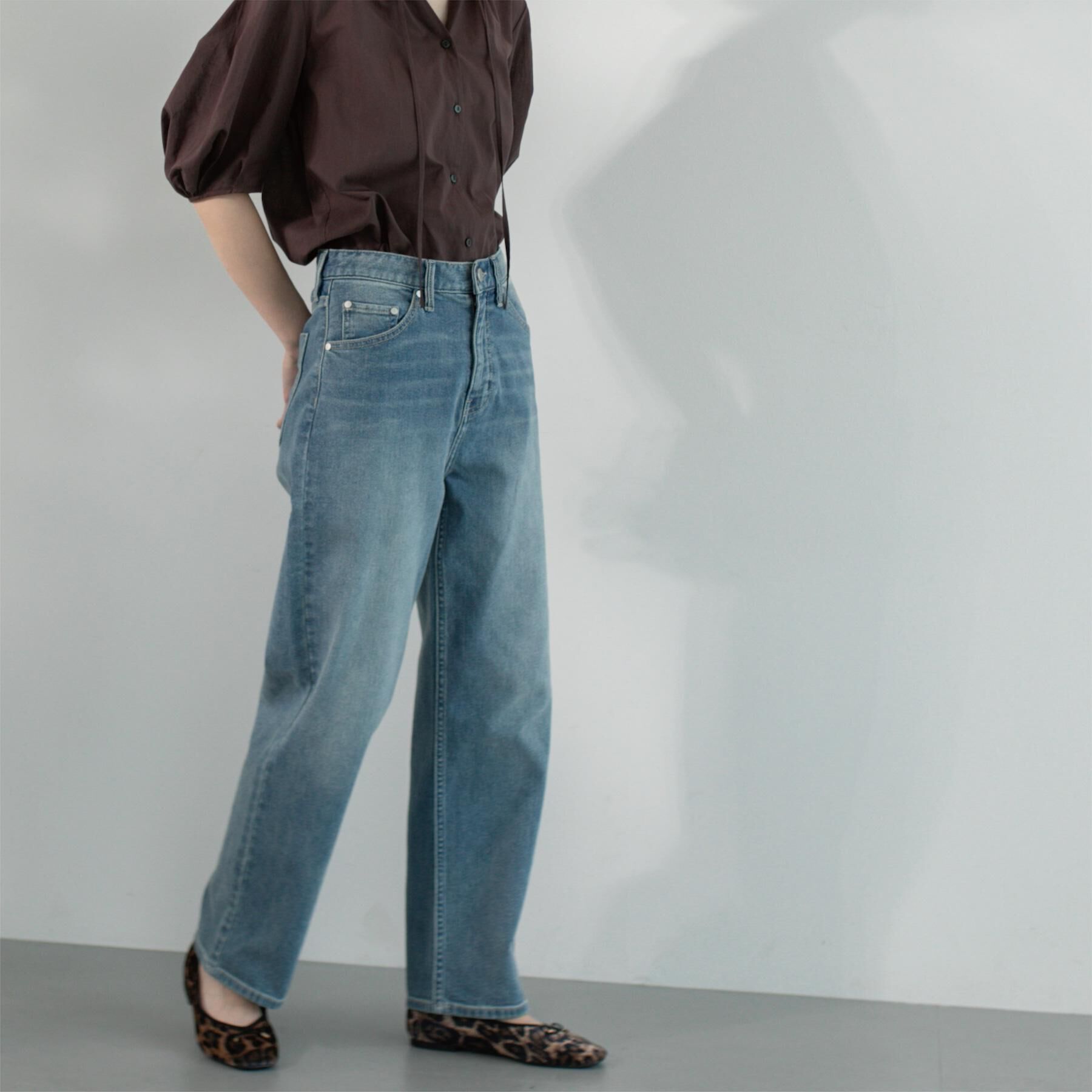 OPAQUE.CLIP「ストレッチストレートデニム【洗濯機洗い可】」|デニム|ブルー(092)