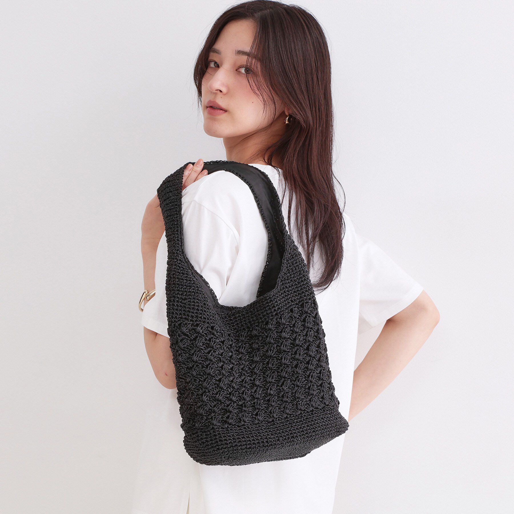 OPAQUE.CLIP「カギ針ラメワンショルダーバッグ」|ショルダー・メッセンジャー|ブラック(019)