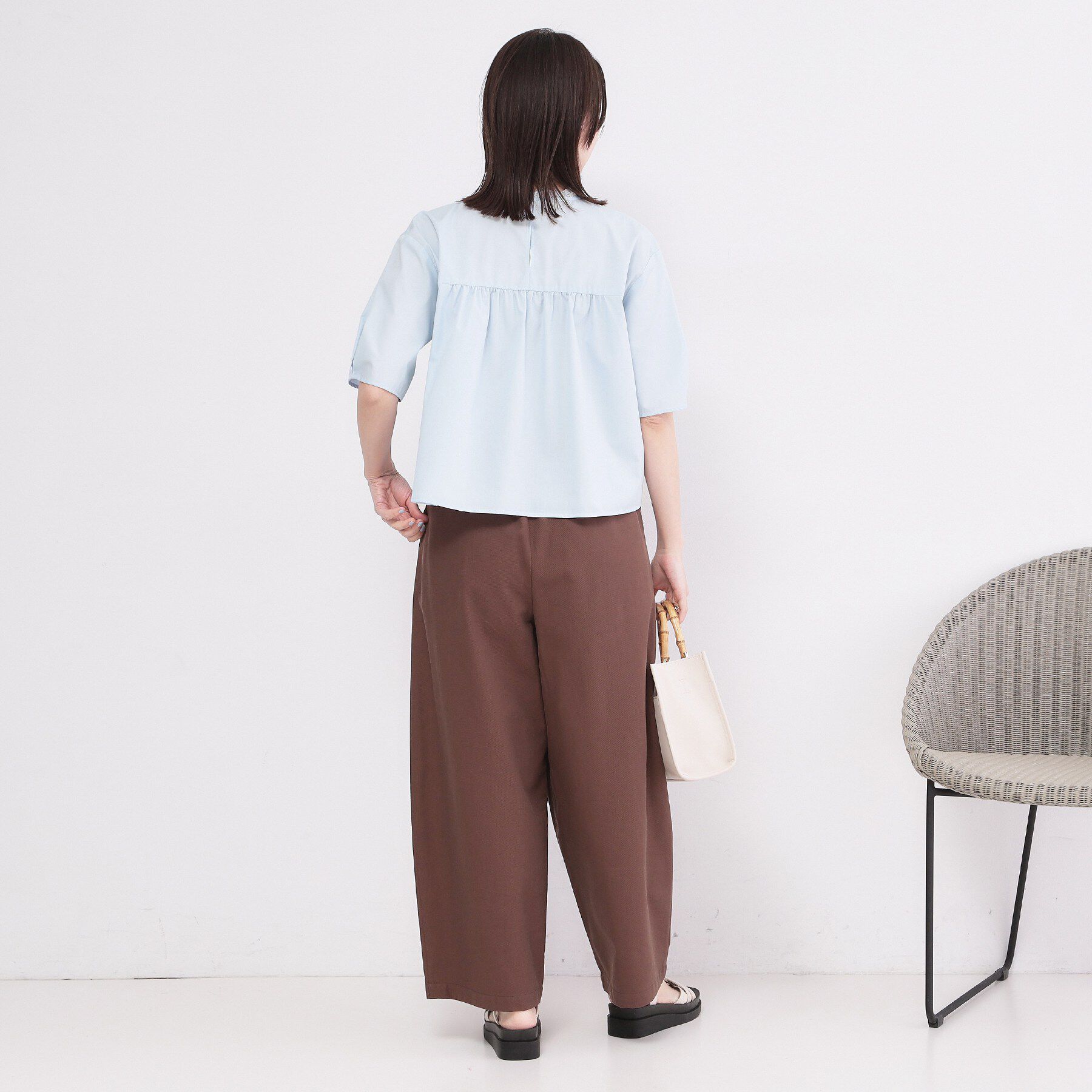 OPAQUE.CLIP「ピンタックレース ペプラムブラウス【洗濯機OK】」|シャツ・ブラウス|