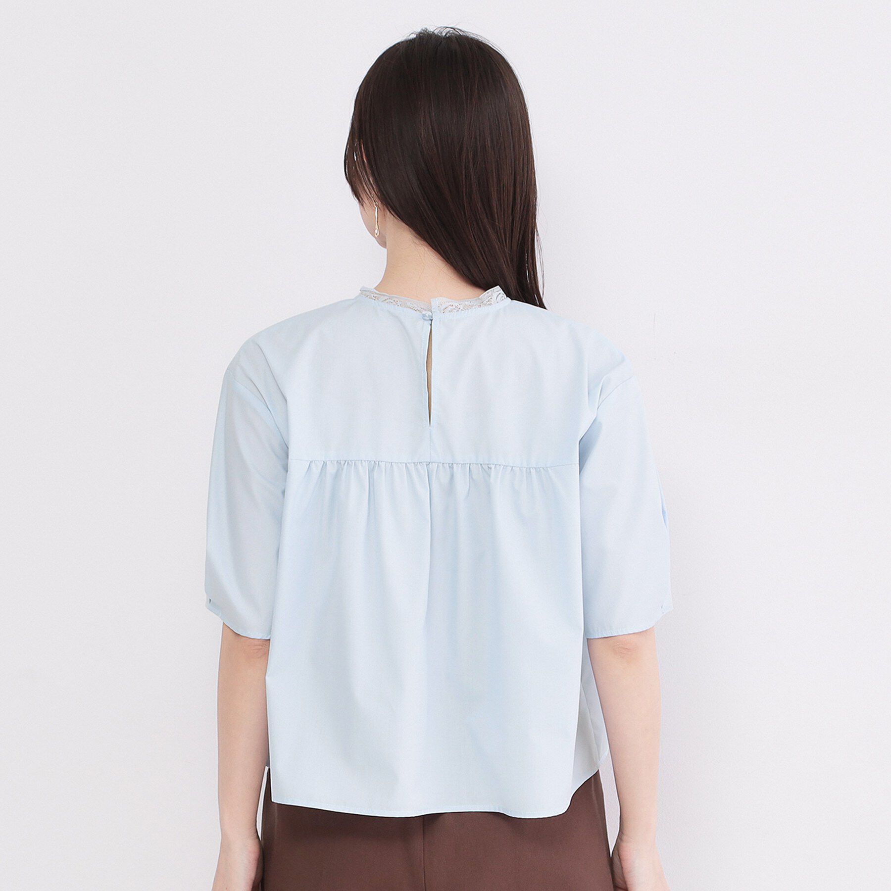 OPAQUE.CLIP「ピンタックレース ペプラムブラウス【洗濯機OK】」|シャツ・ブラウス|