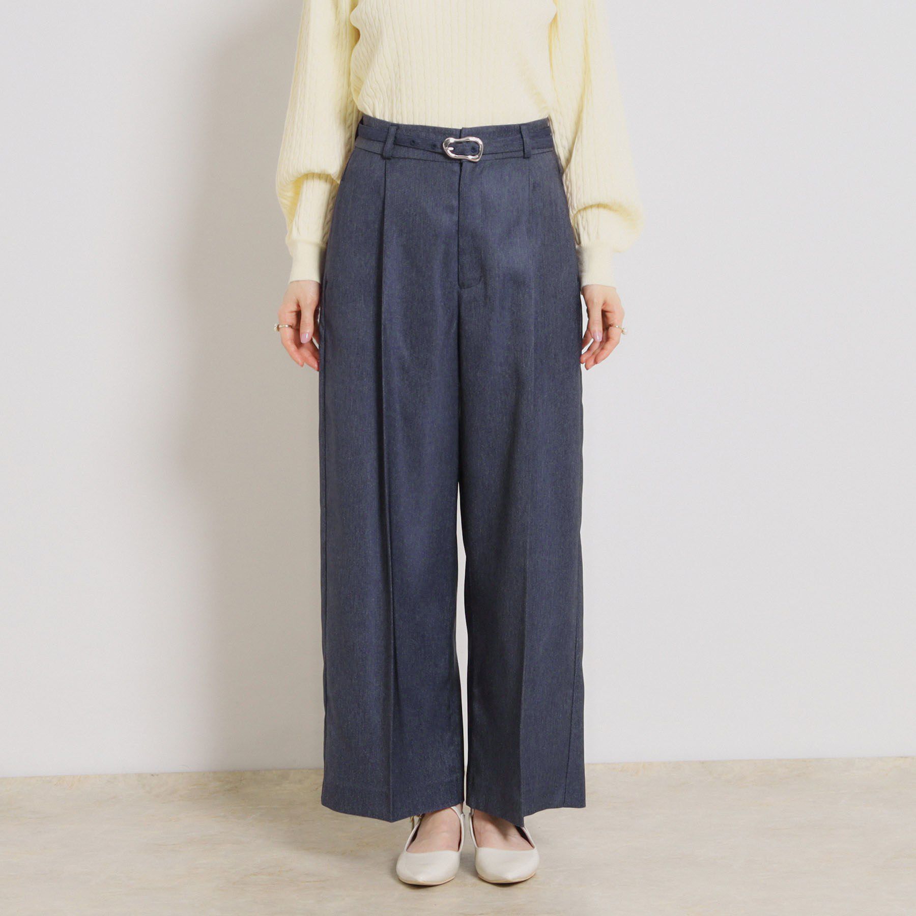 Couture broach「【洗える・S-LL】デニムライク ベルト付きパンツ」|その他|