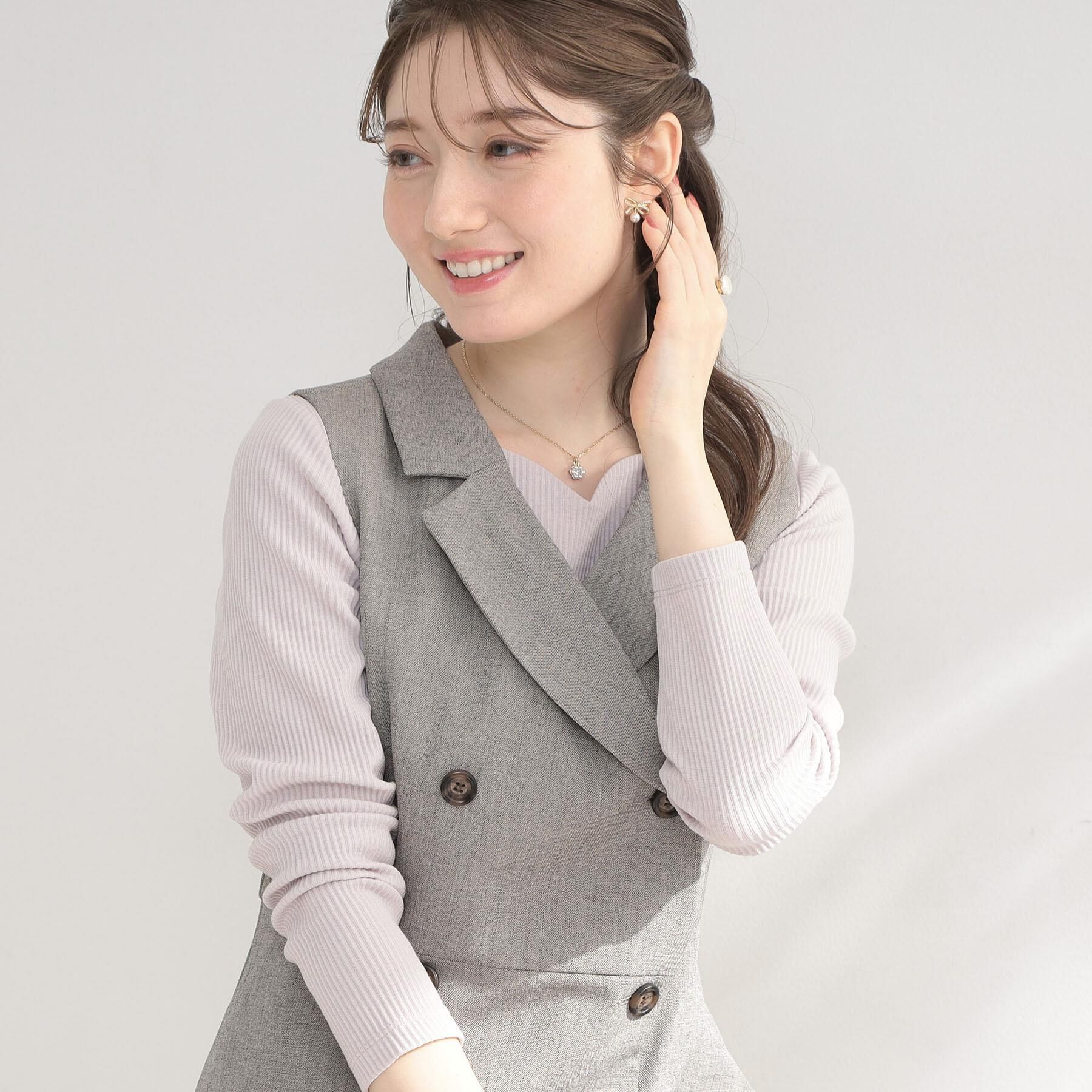 Couture broach「【洗える】ハートネック テレコプルオーバー」|Tシャツ・カットソー|