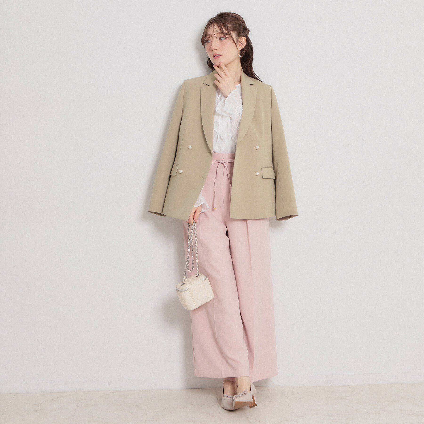 Couture broach「【洗える・通勤】パール調ボタン テーラードジャケット」|テーラードジャケット|