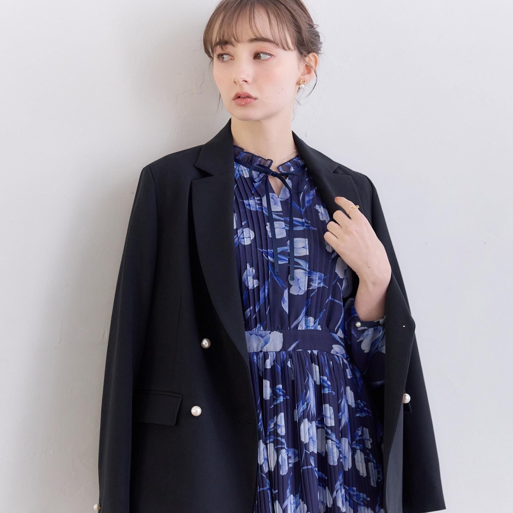 Couture broach「【洗える・通勤】パール調ボタン テーラードジャケット」|テーラードジャケット|