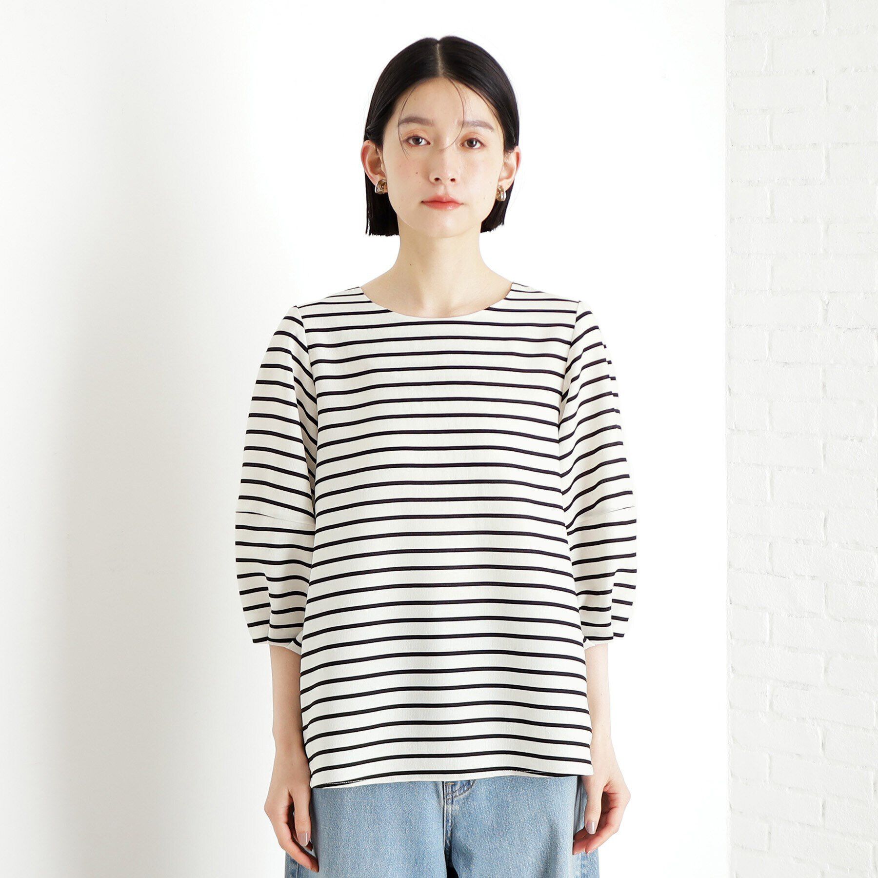 THE SHOP TK「麻調ランタン袖ブラウス【洗える】」|シャツ・ブラウス|