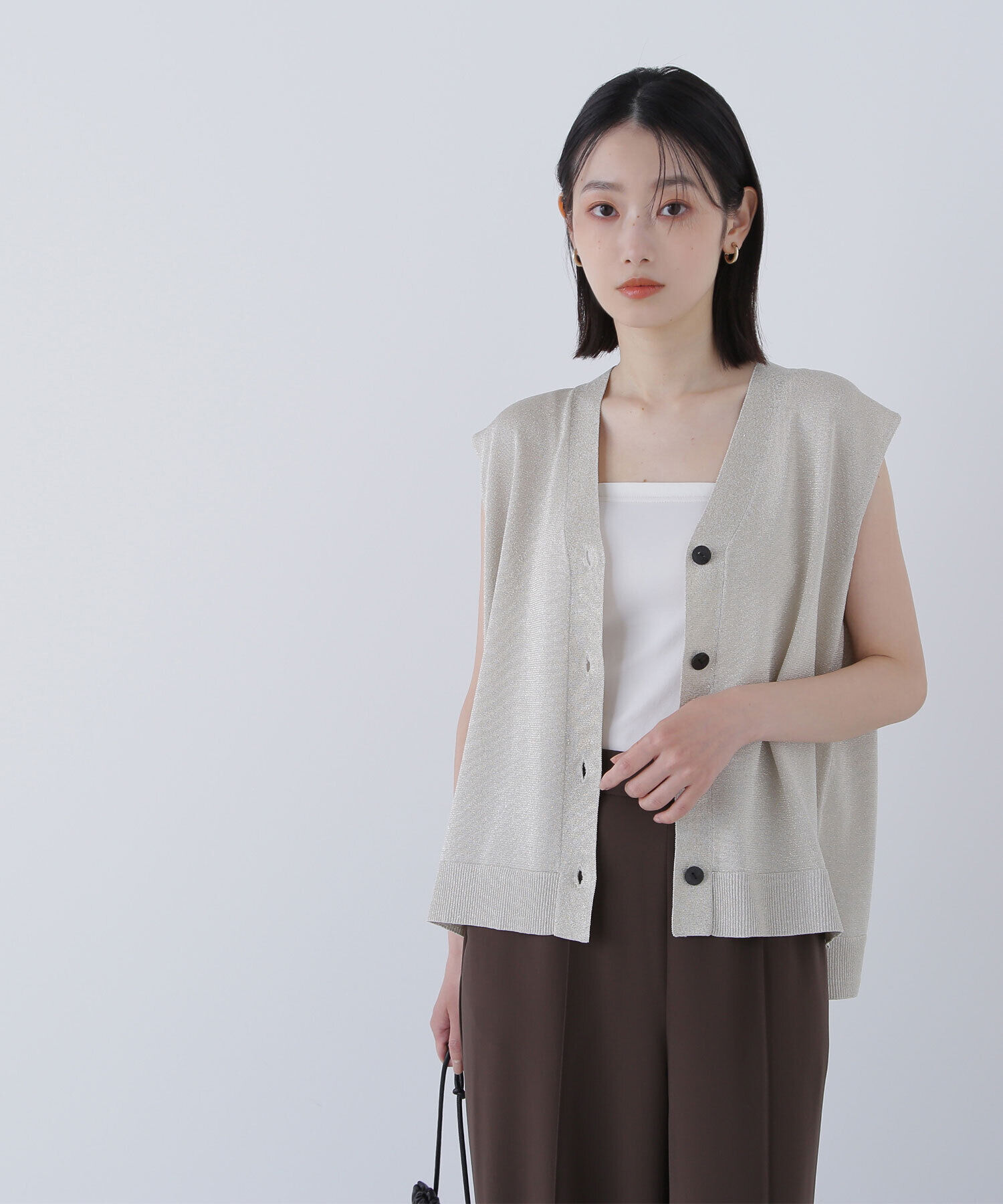  「スパークVネックニットベスト」|ニット・セーター|