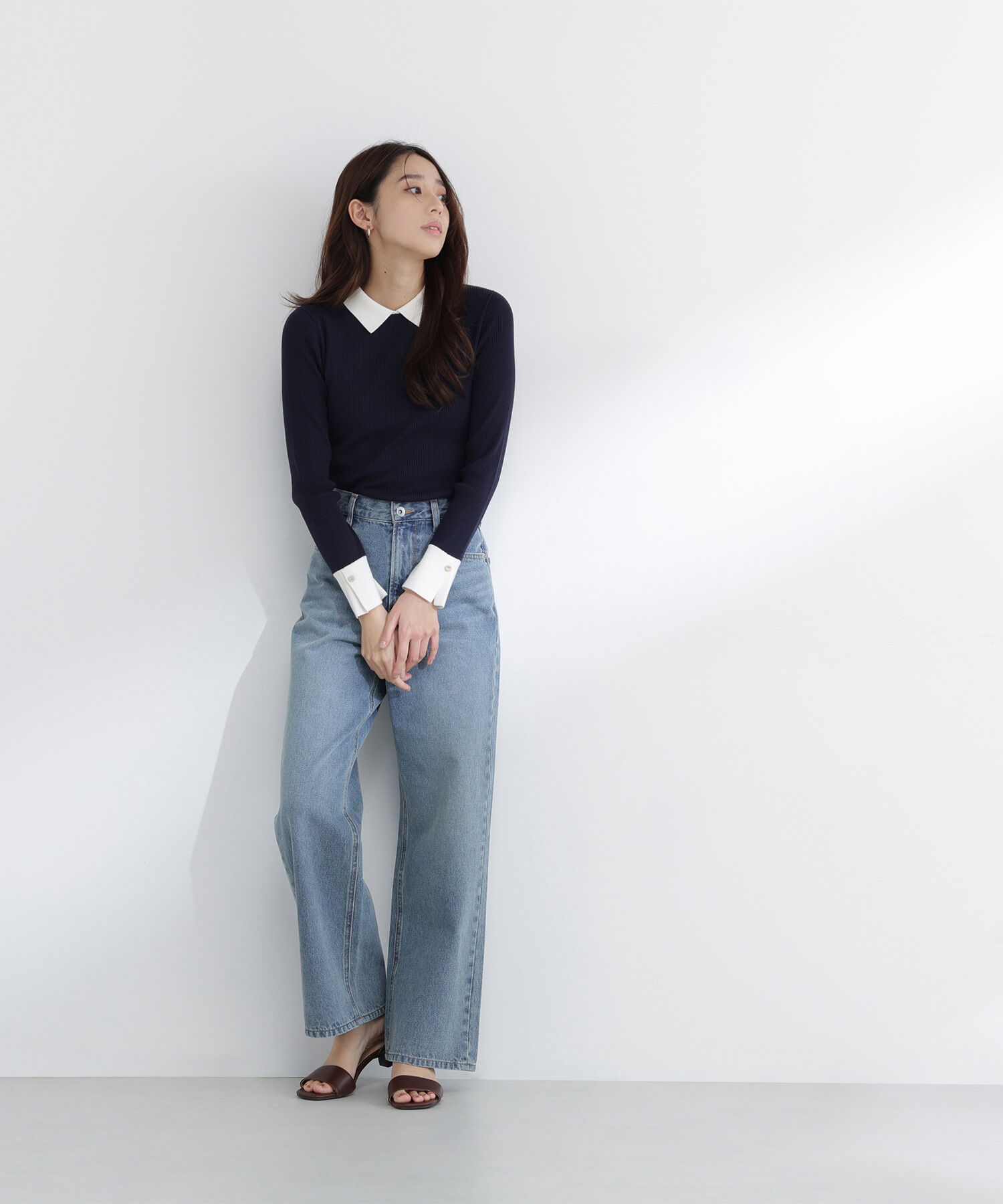  「襟付リブベーシックニット」|ニット・セーター|