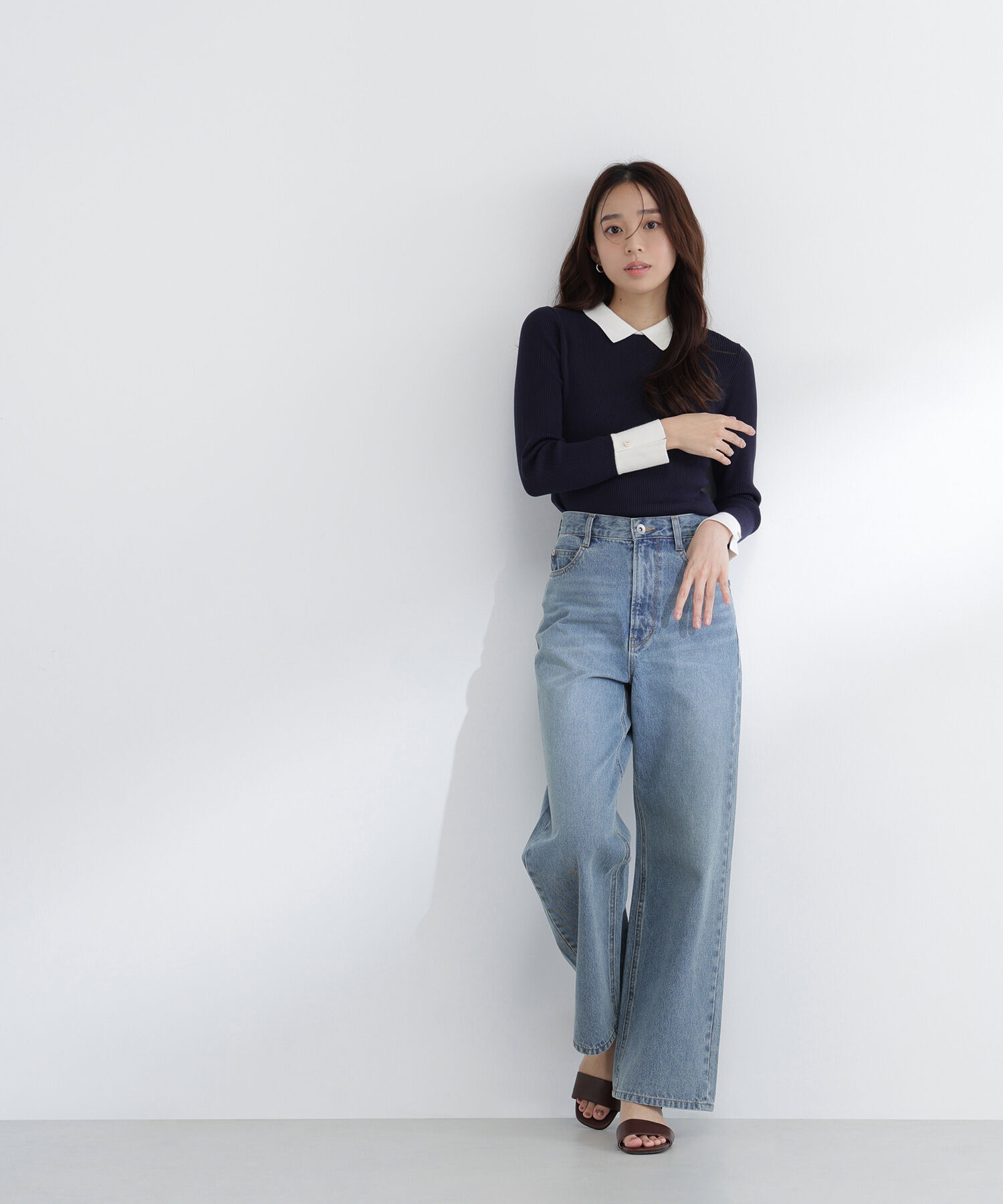  「襟付リブベーシックニット」|ニット・セーター|