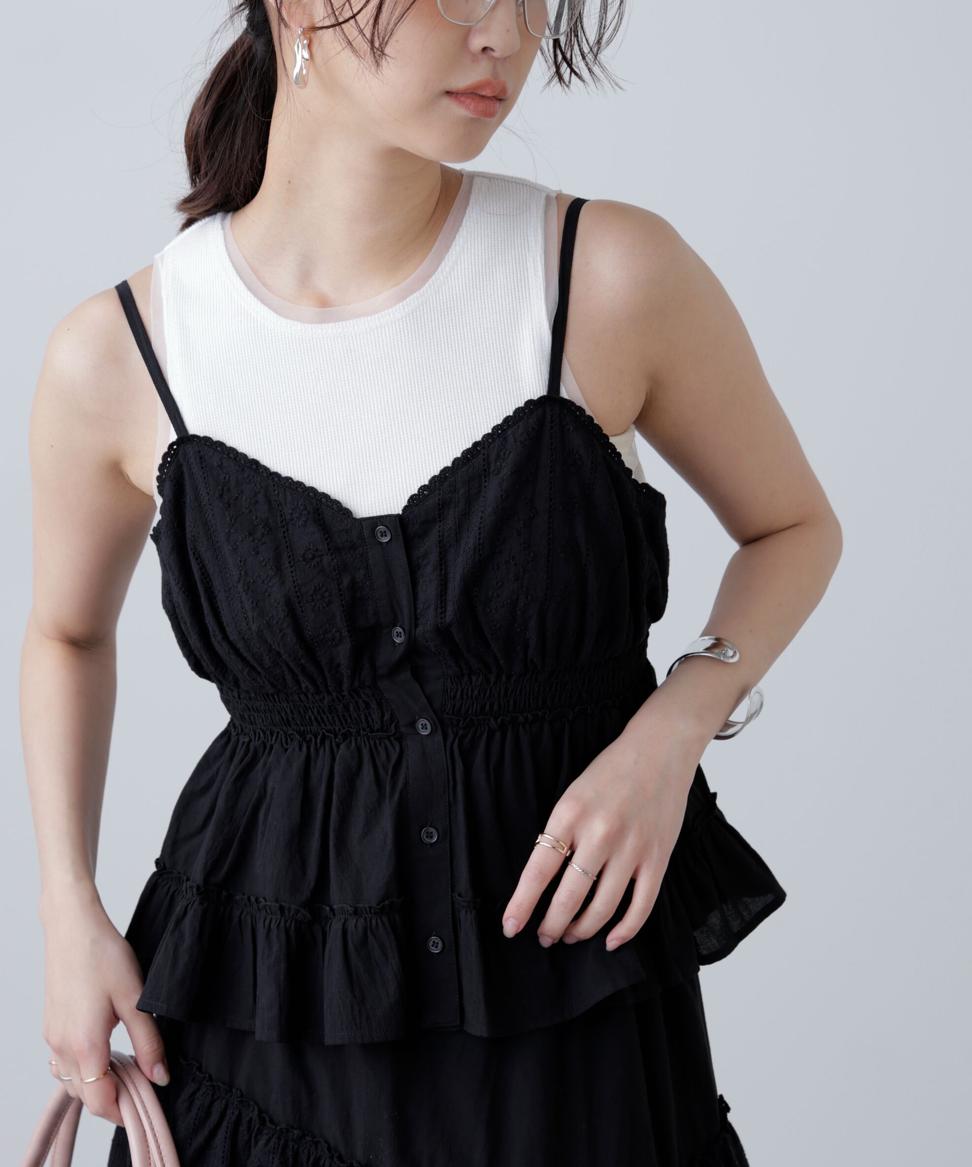 「レーストリムコットンキャミソール」|シャツ・ブラウス|
