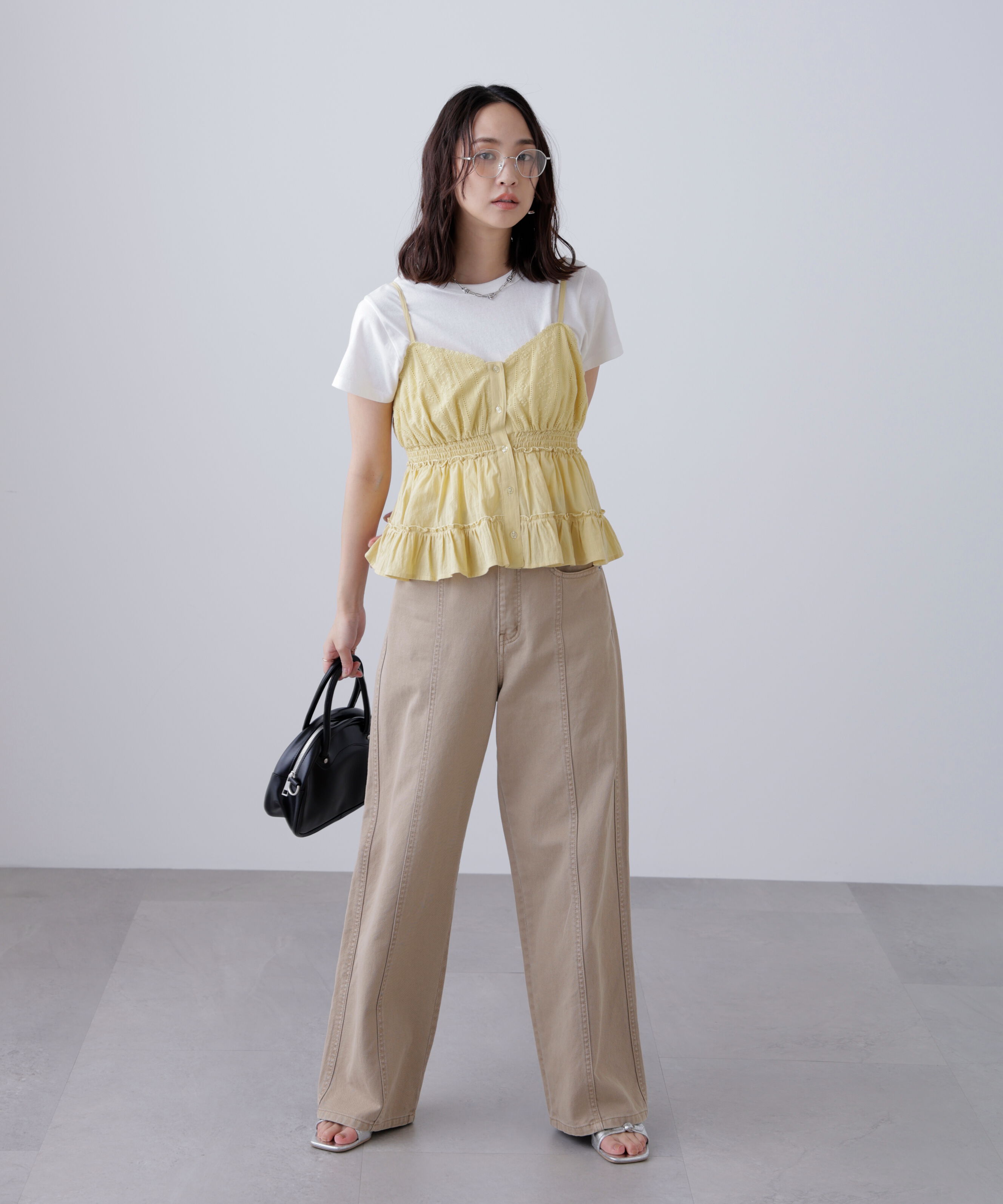  「レーストリムコットンキャミソール」|シャツ・ブラウス|