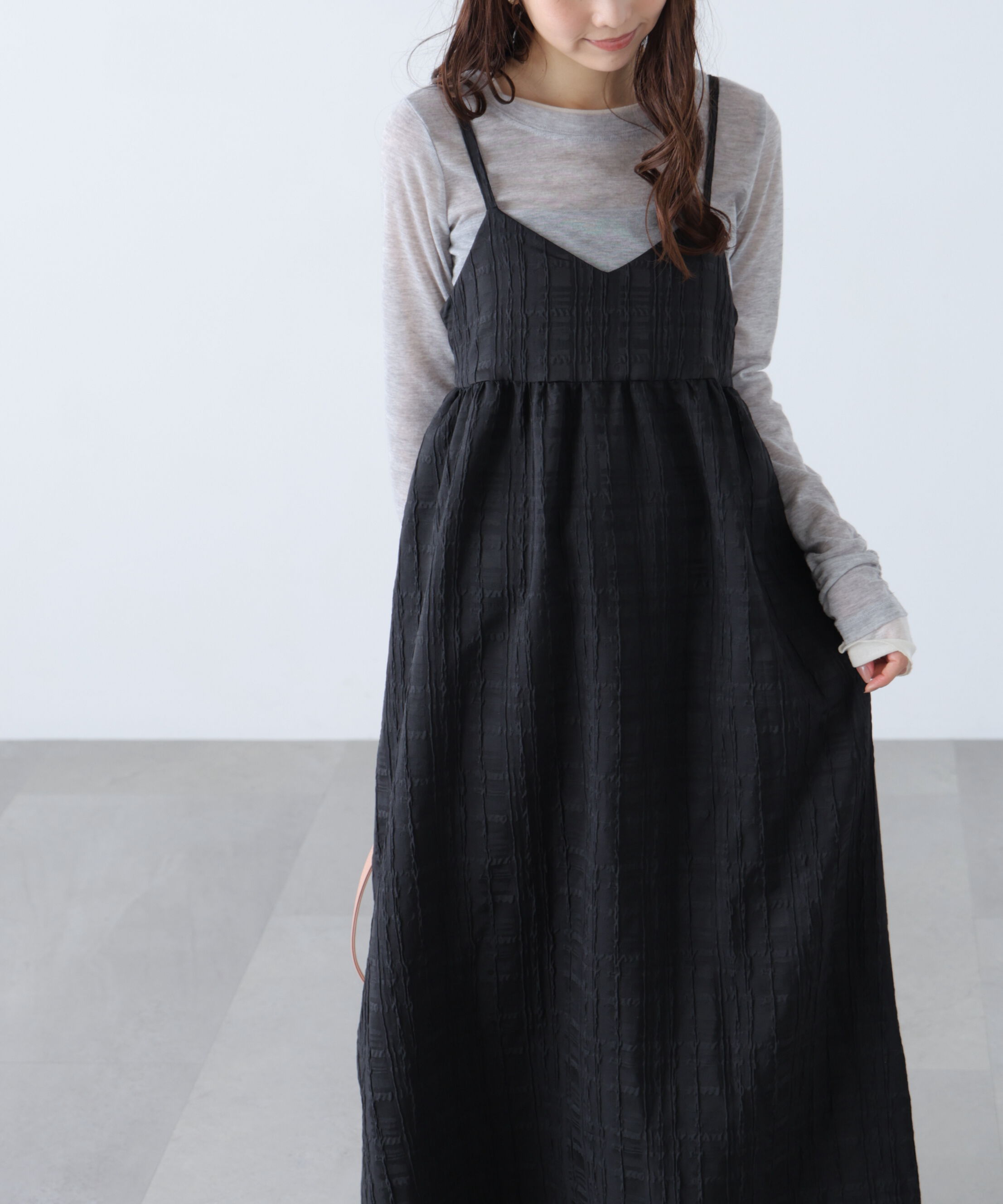  「チェックジャガードキャミワンピース」|ワンピース|