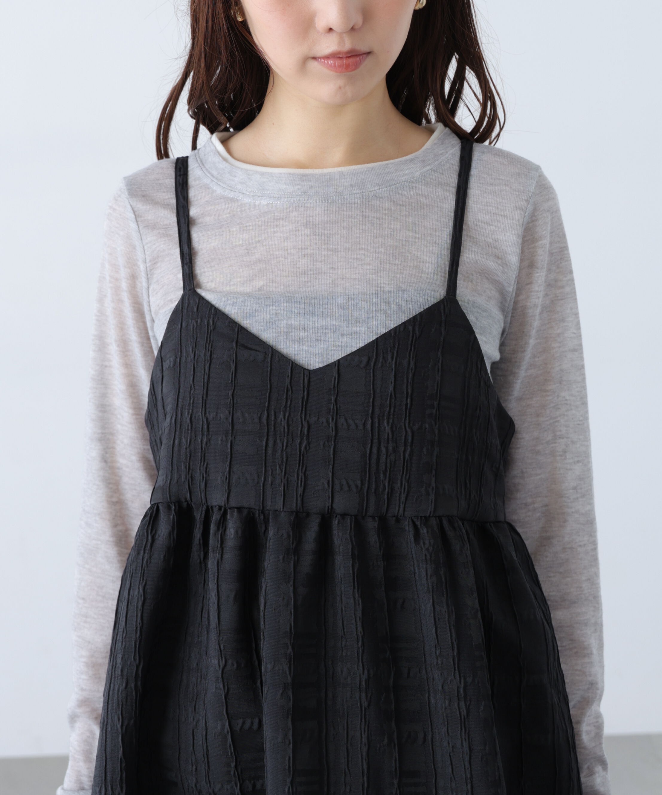  「チェックジャガードキャミワンピース」|ワンピース|