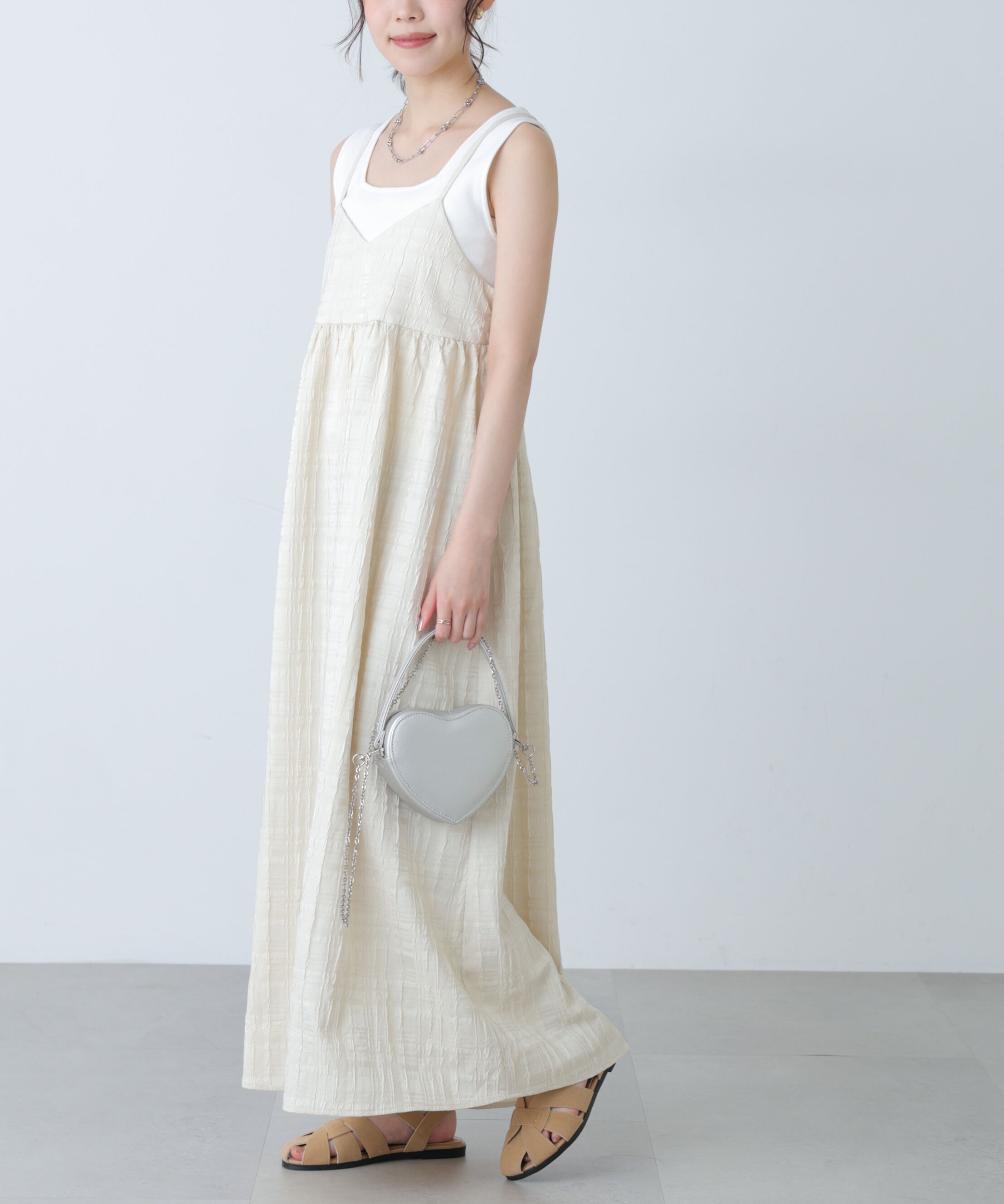  「チェックジャガードキャミワンピース」|ワンピース|オフ