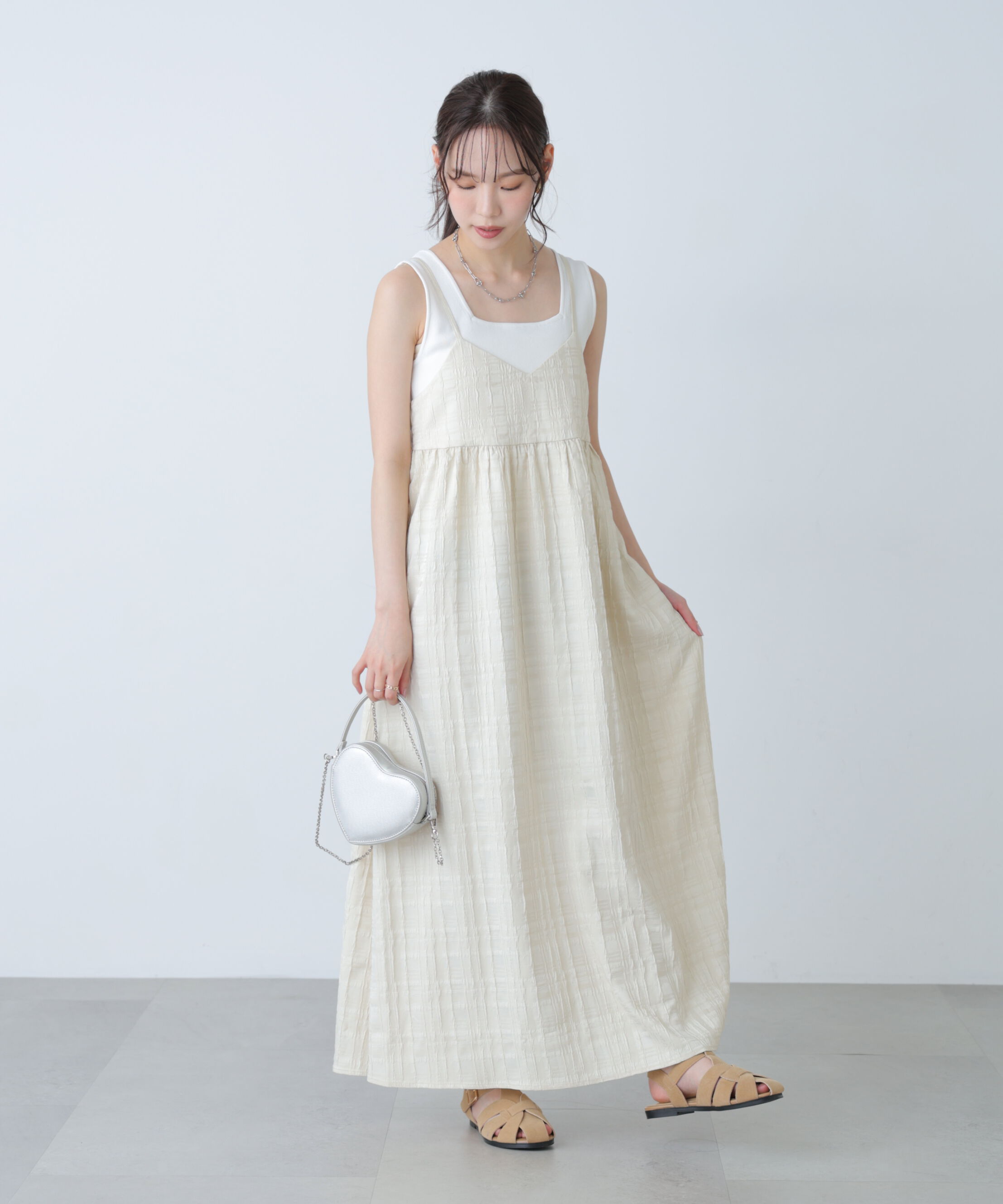  「チェックジャガードキャミワンピース」|ワンピース|