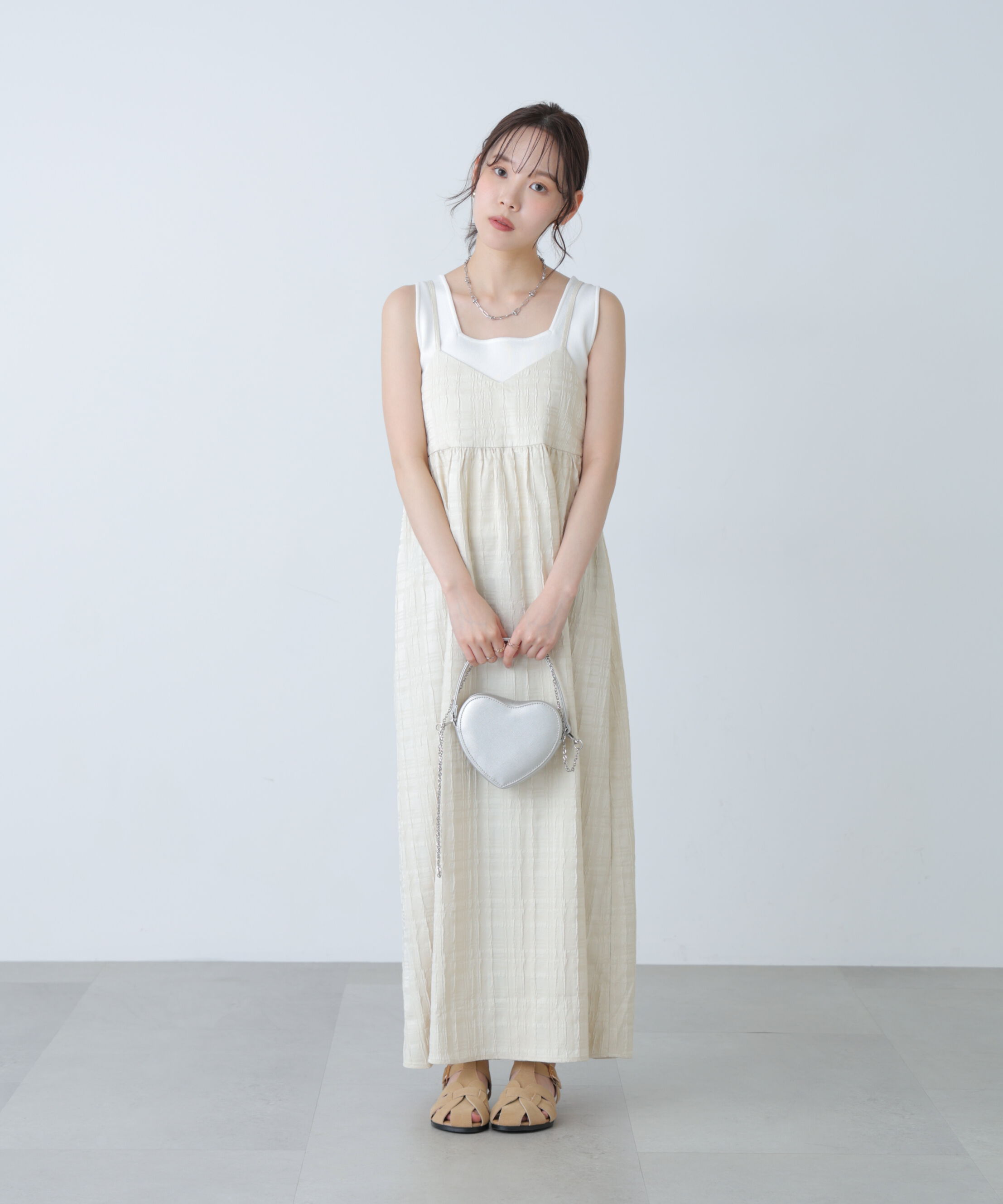  「チェックジャガードキャミワンピース」|ワンピース|