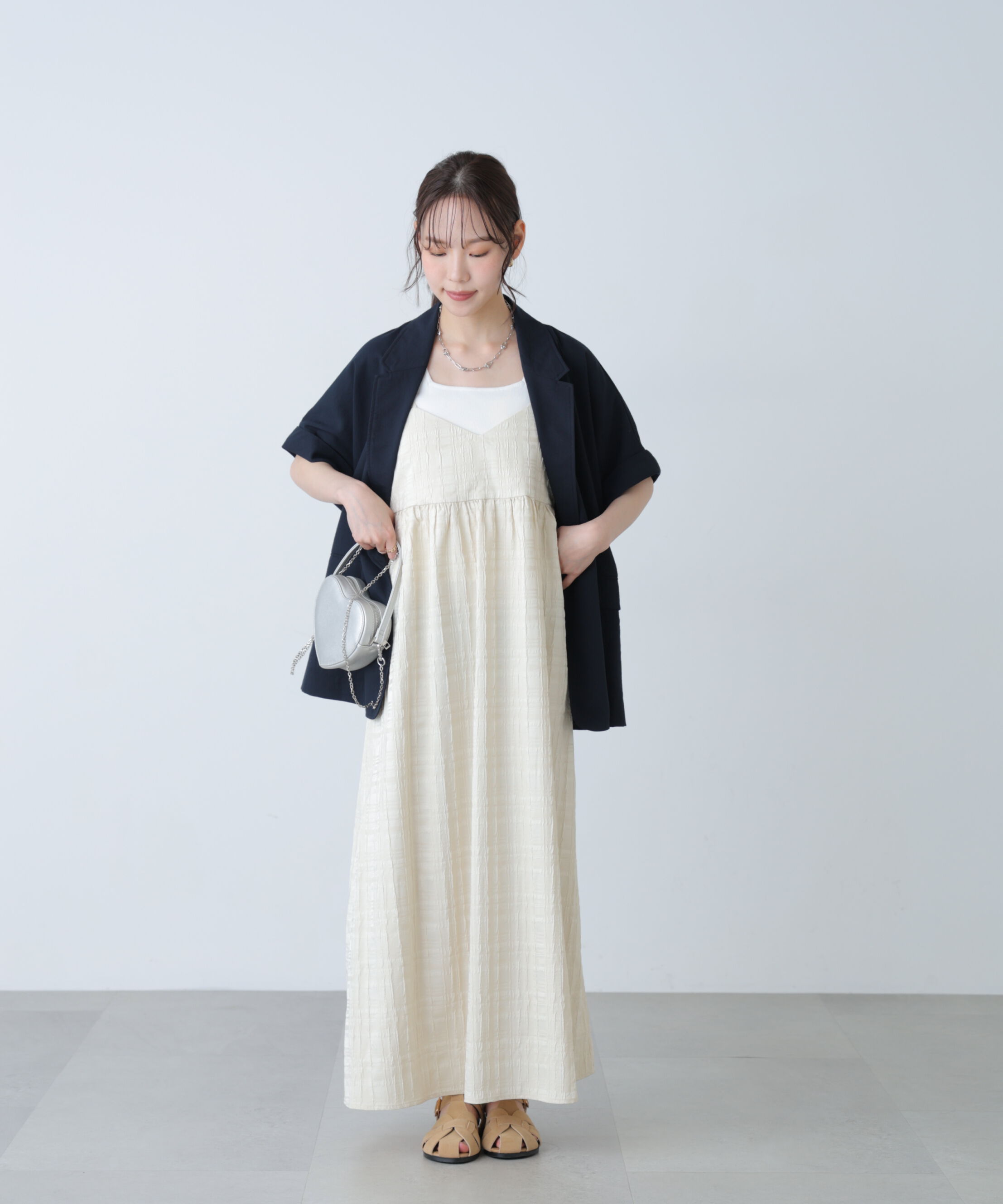  「チェックジャガードキャミワンピース」|ワンピース|