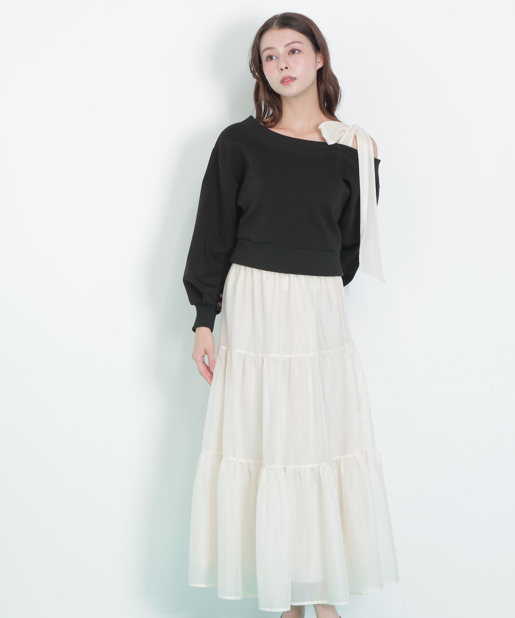  「肩リボンスウェットセットアップ」|ワンピース|