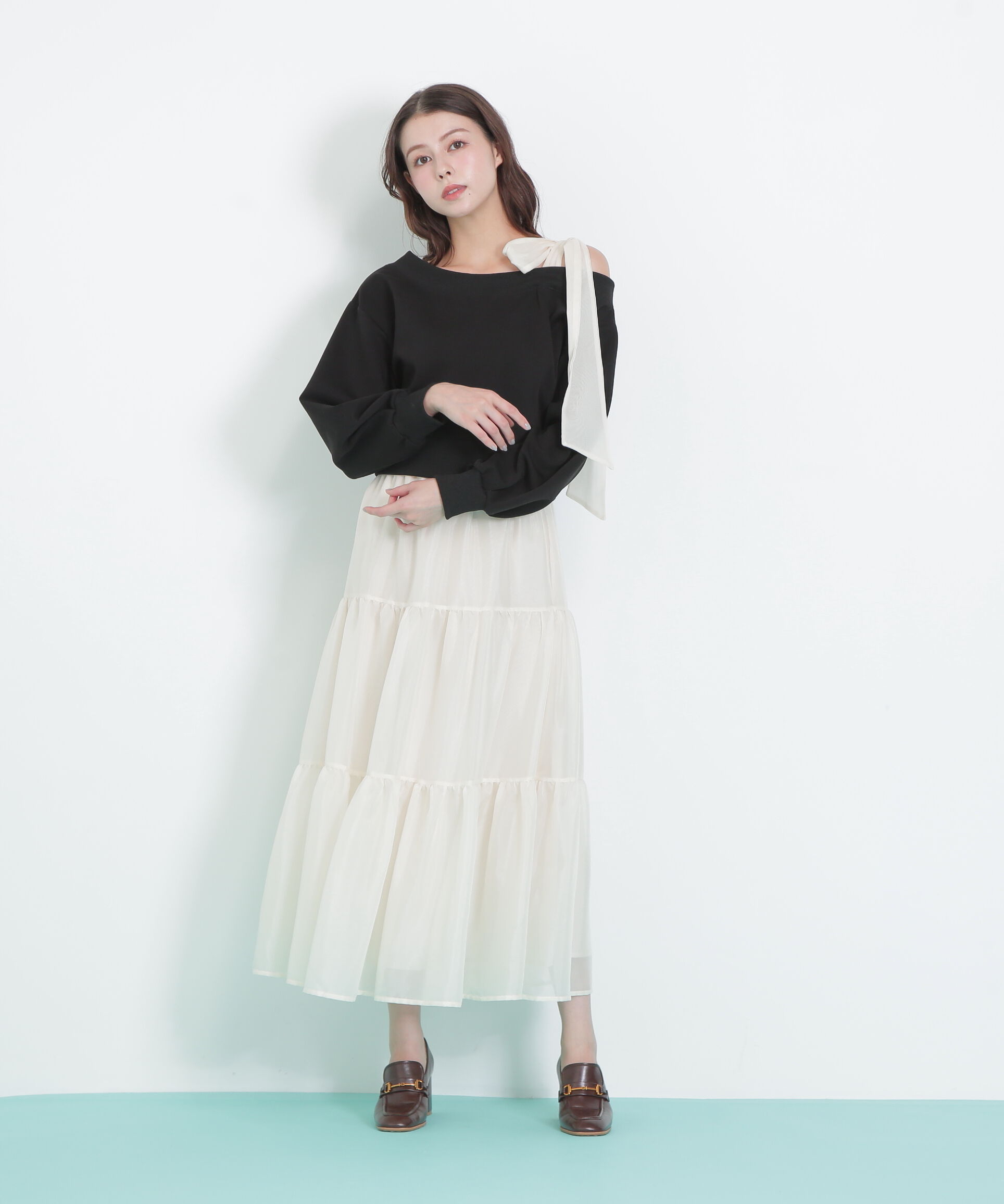  「肩リボンスウェットセットアップ」|ワンピース|