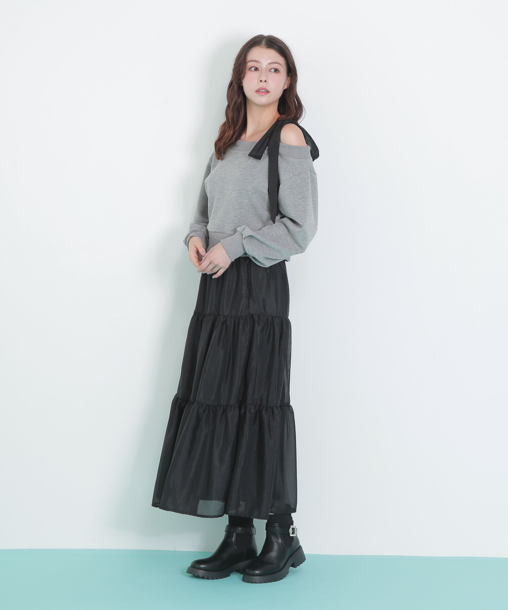  「肩リボンスウェットセットアップ」|ワンピース|