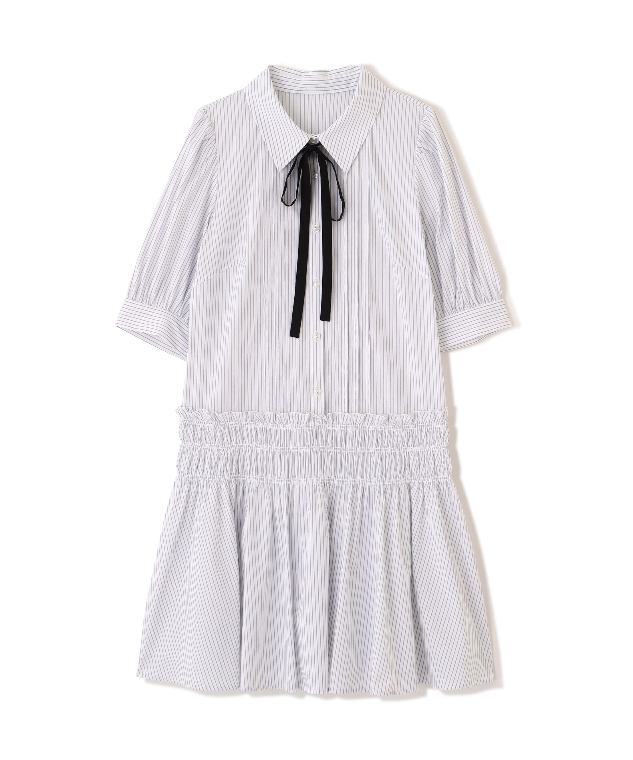  「シャーリングミニシャツワンピース」|ワンピース|