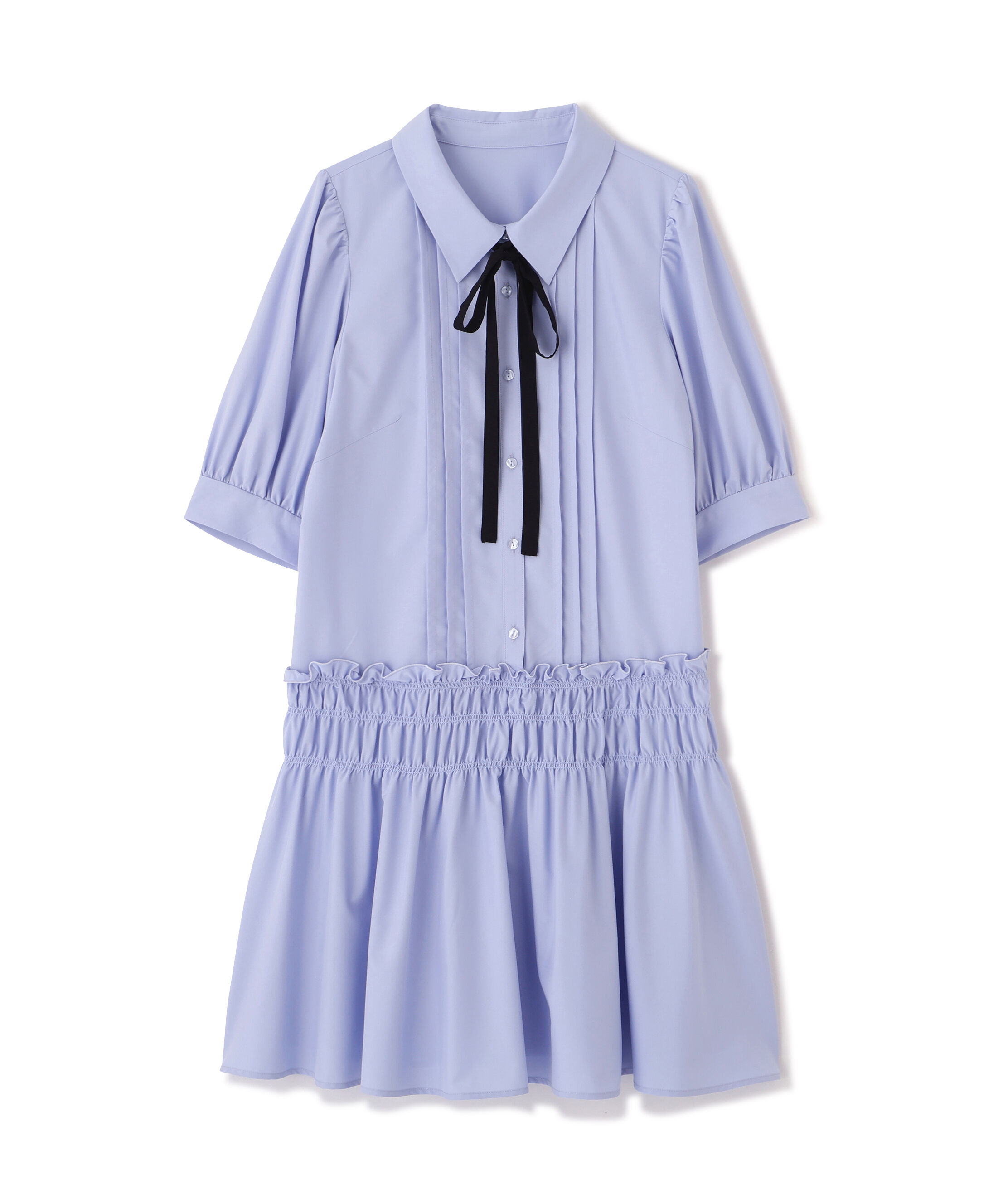  「シャーリングミニシャツワンピース」|ワンピース|