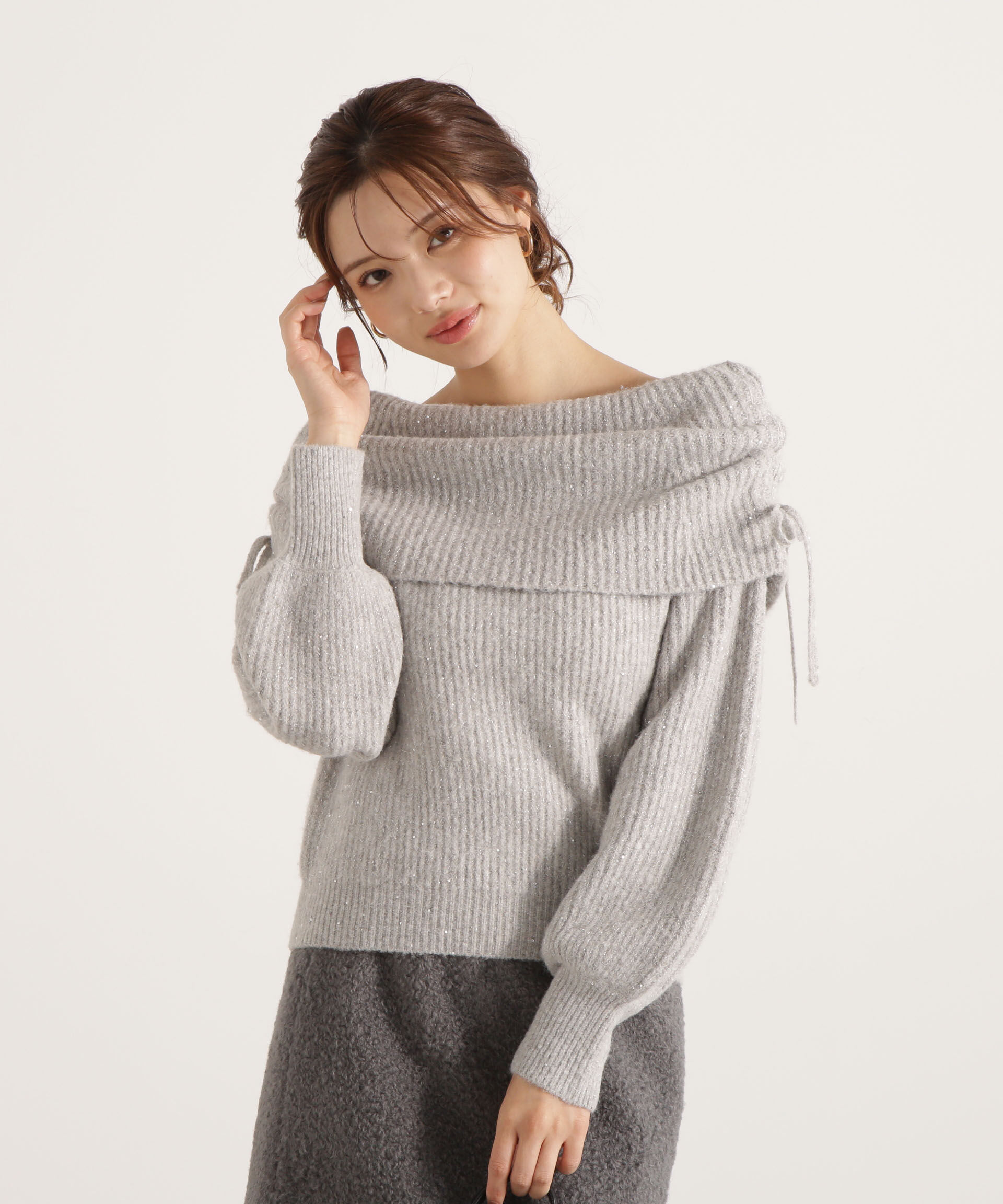 PROPORTION BODY DRESSING「リボン付きオフショルニット 25AW」|ニット・セーター|