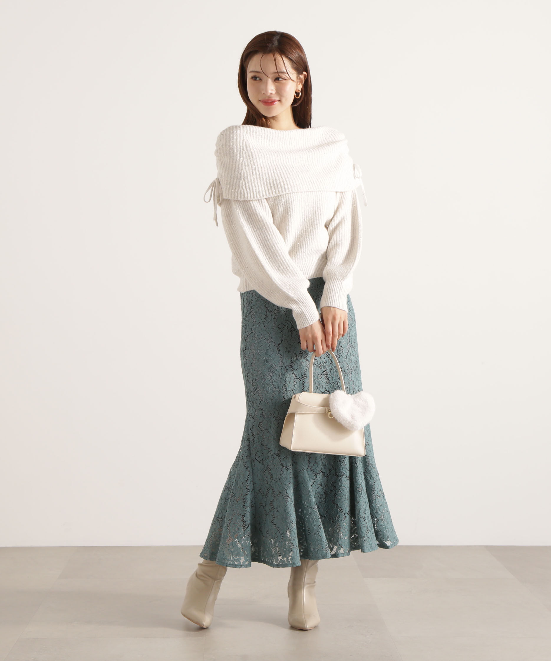 PROPORTION BODY DRESSING「リボン付きオフショルニット 25AW」|ニット・セーター|