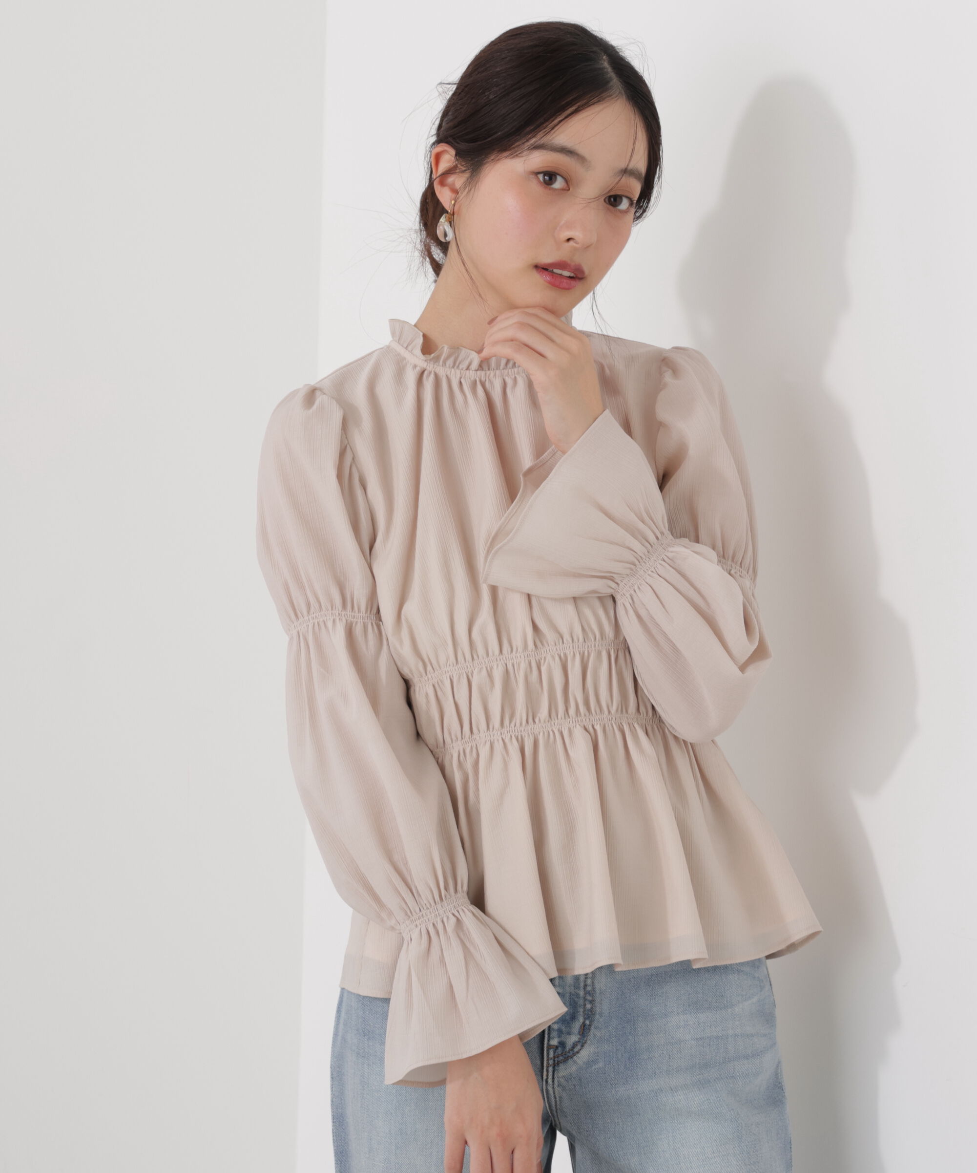 PROPORTION BODY DRESSING「ウエストシャーリングブラウス　26SS」|シャツ・ブラウス|ベージュ