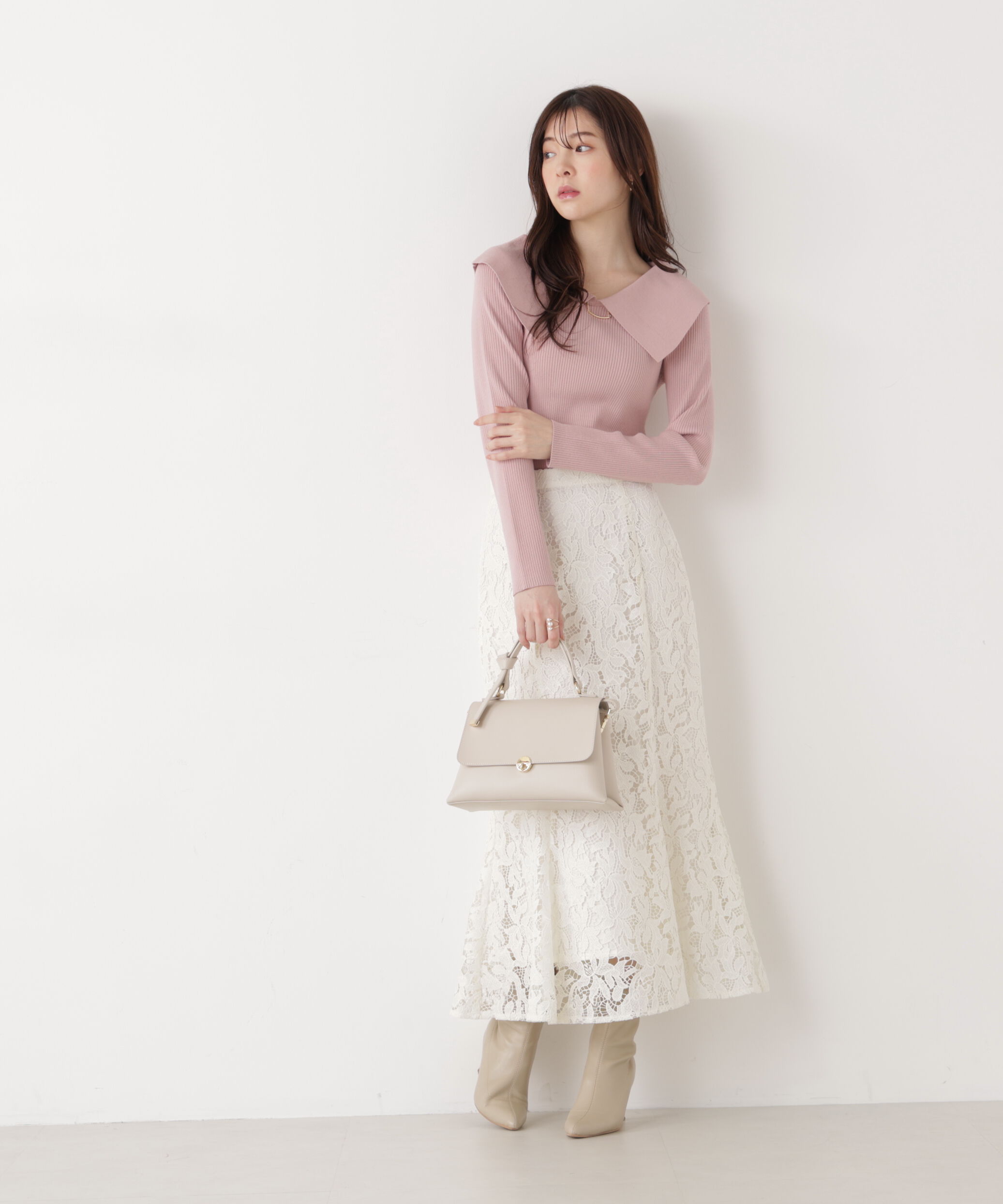 PROPORTION BODY DRESSING「バー付きビッグ襟ニット　26SS」|ニット・セーター|