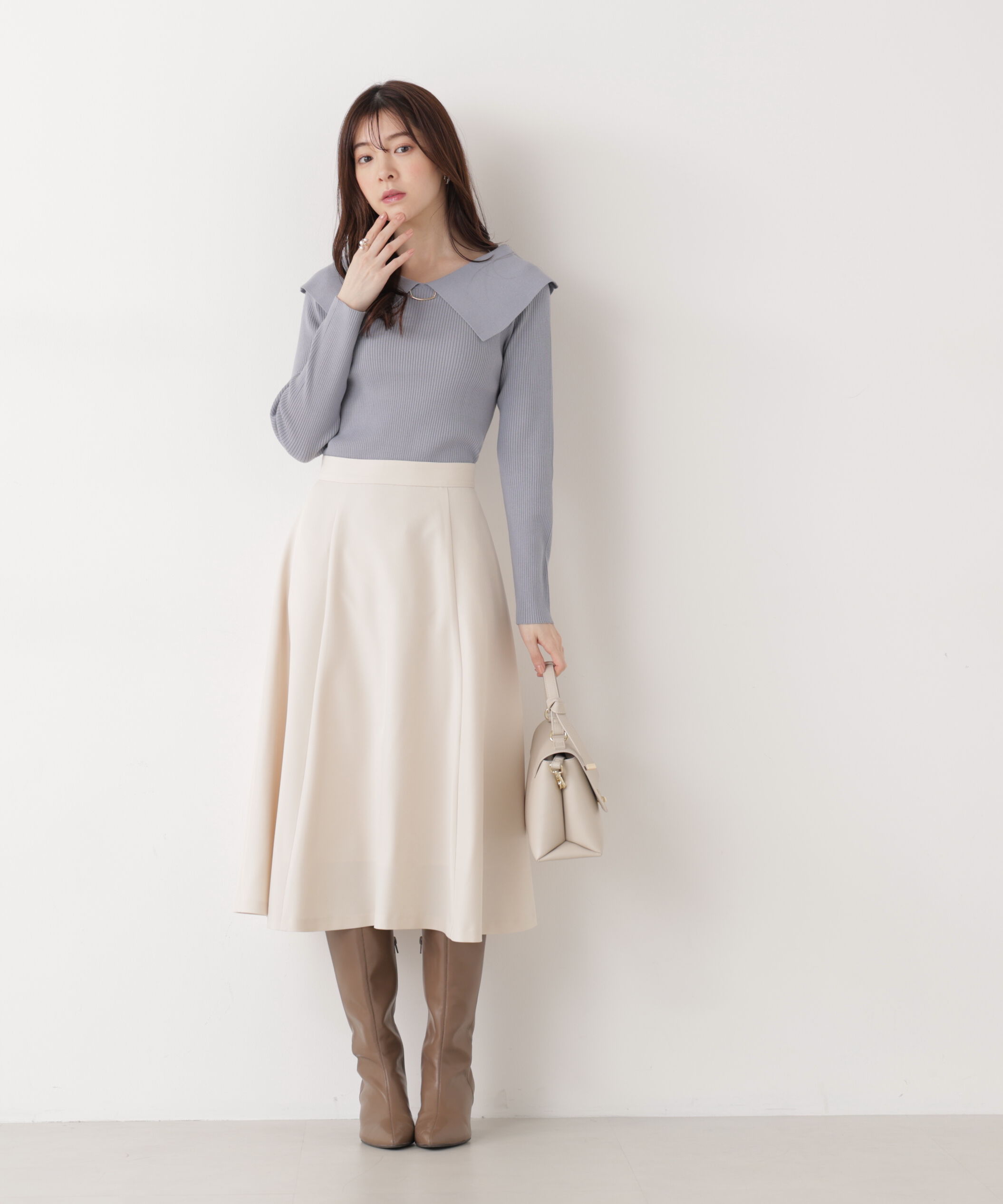 PROPORTION BODY DRESSING「バー付きビッグ襟ニット　26SS」|ニット・セーター|