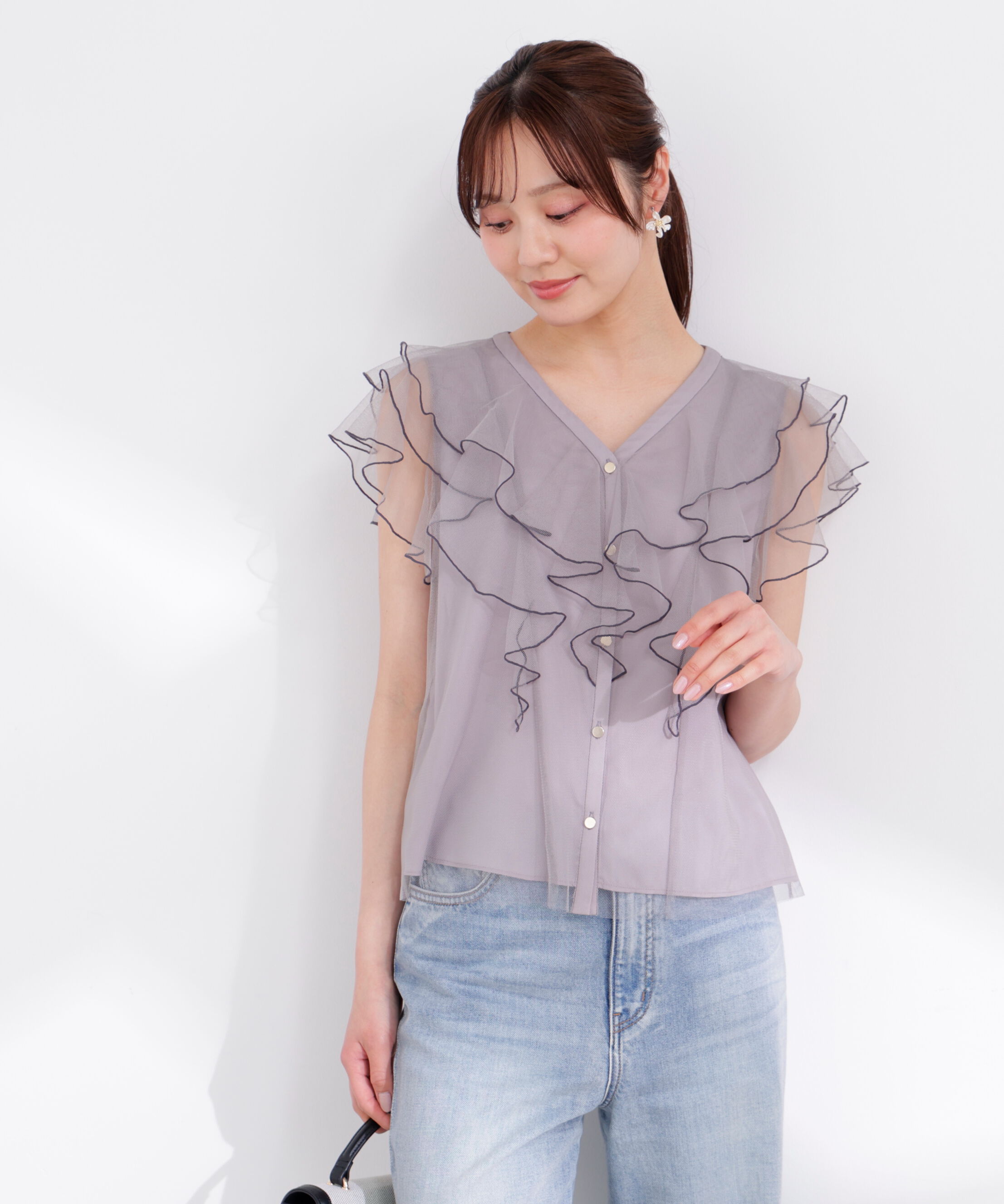 PROPORTION BODY DRESSING「チュールラッフルブラウス 26SS」|シャツ・ブラウス|