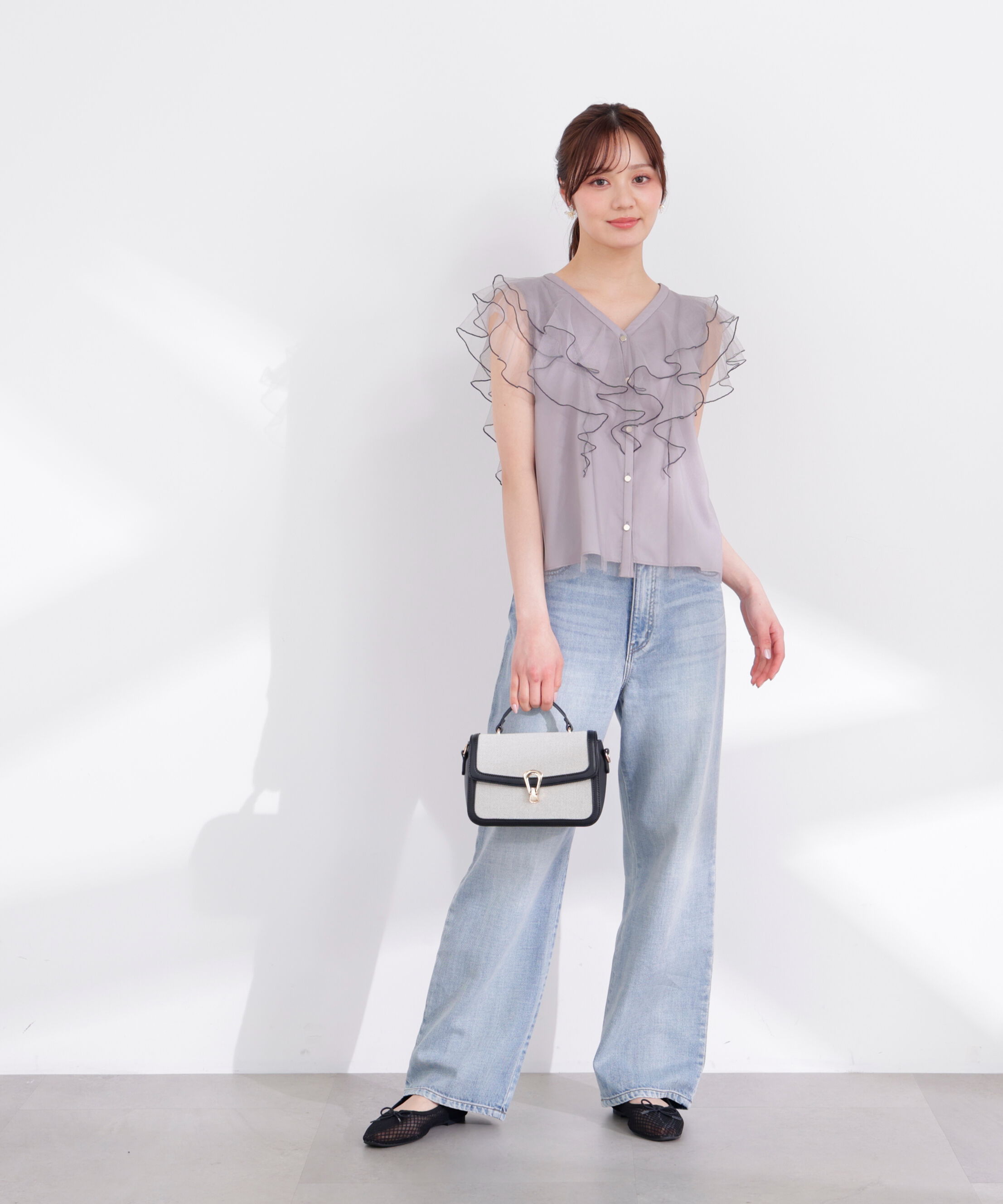 PROPORTION BODY DRESSING「チュールラッフルブラウス 26SS」|シャツ・ブラウス|