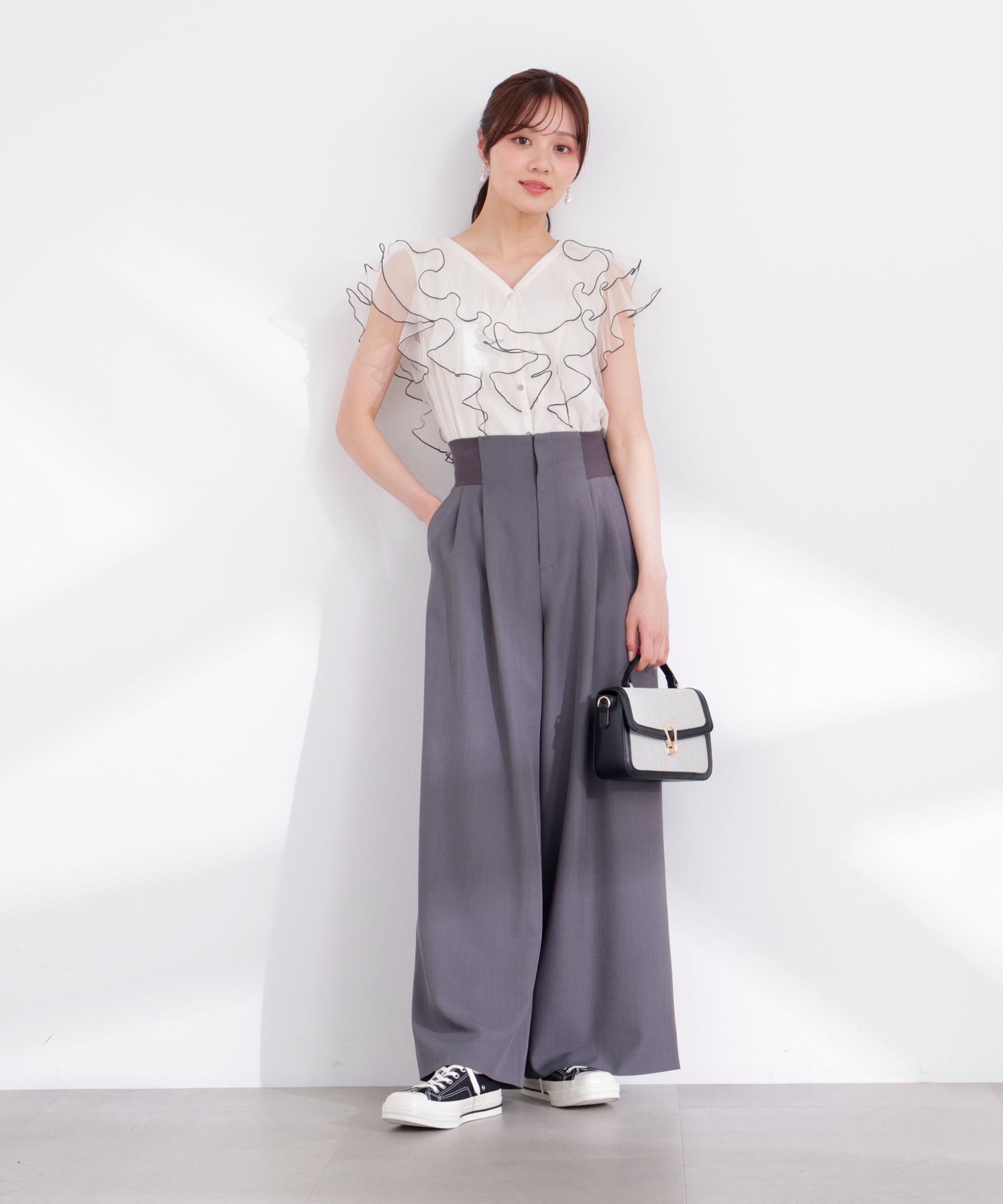 PROPORTION BODY DRESSING「チュールラッフルブラウス 26SS」|シャツ・ブラウス|