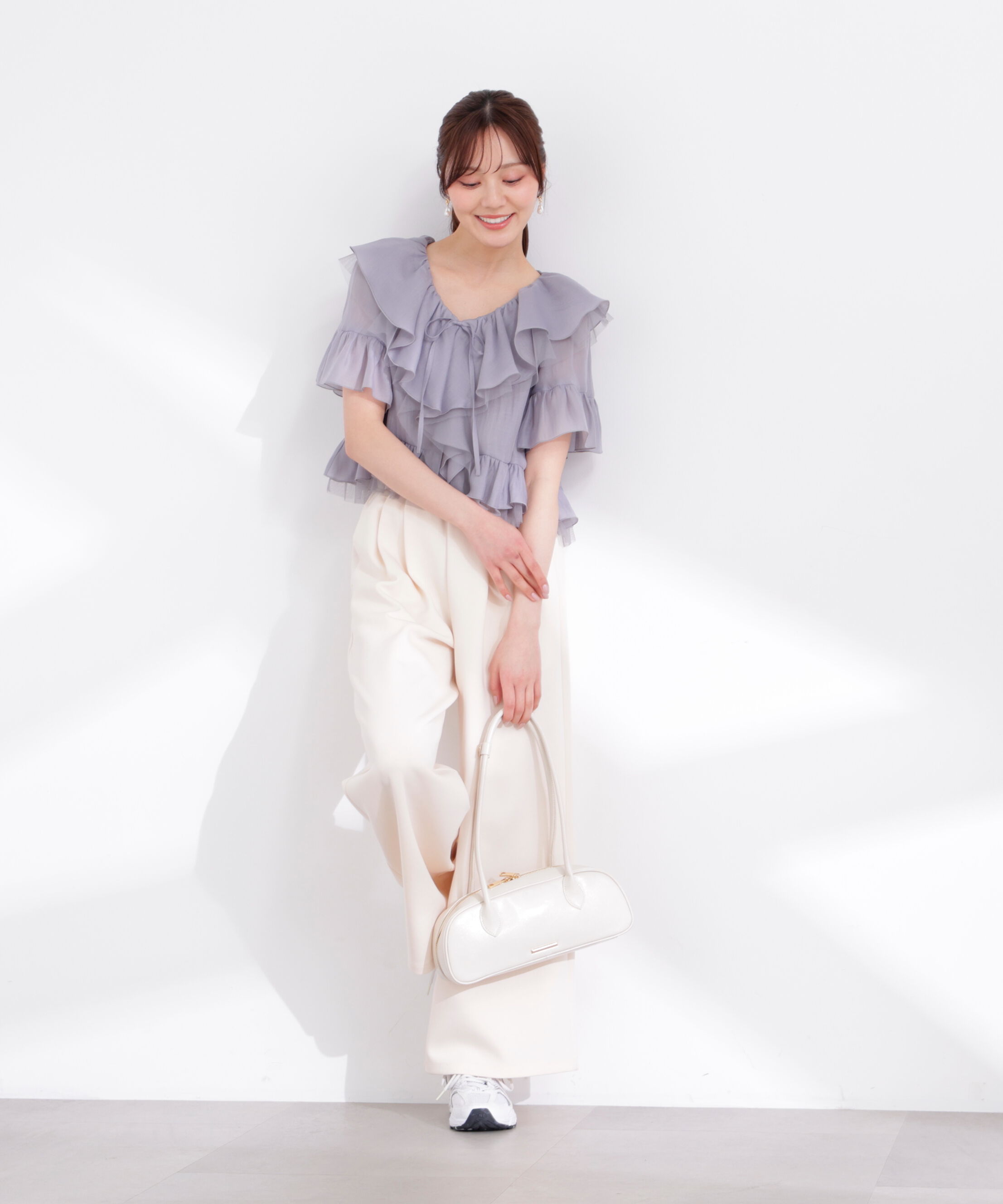 PROPORTION BODY DRESSING「チュール付きラッフルブラウス 26SS」|シャツ・ブラウス|