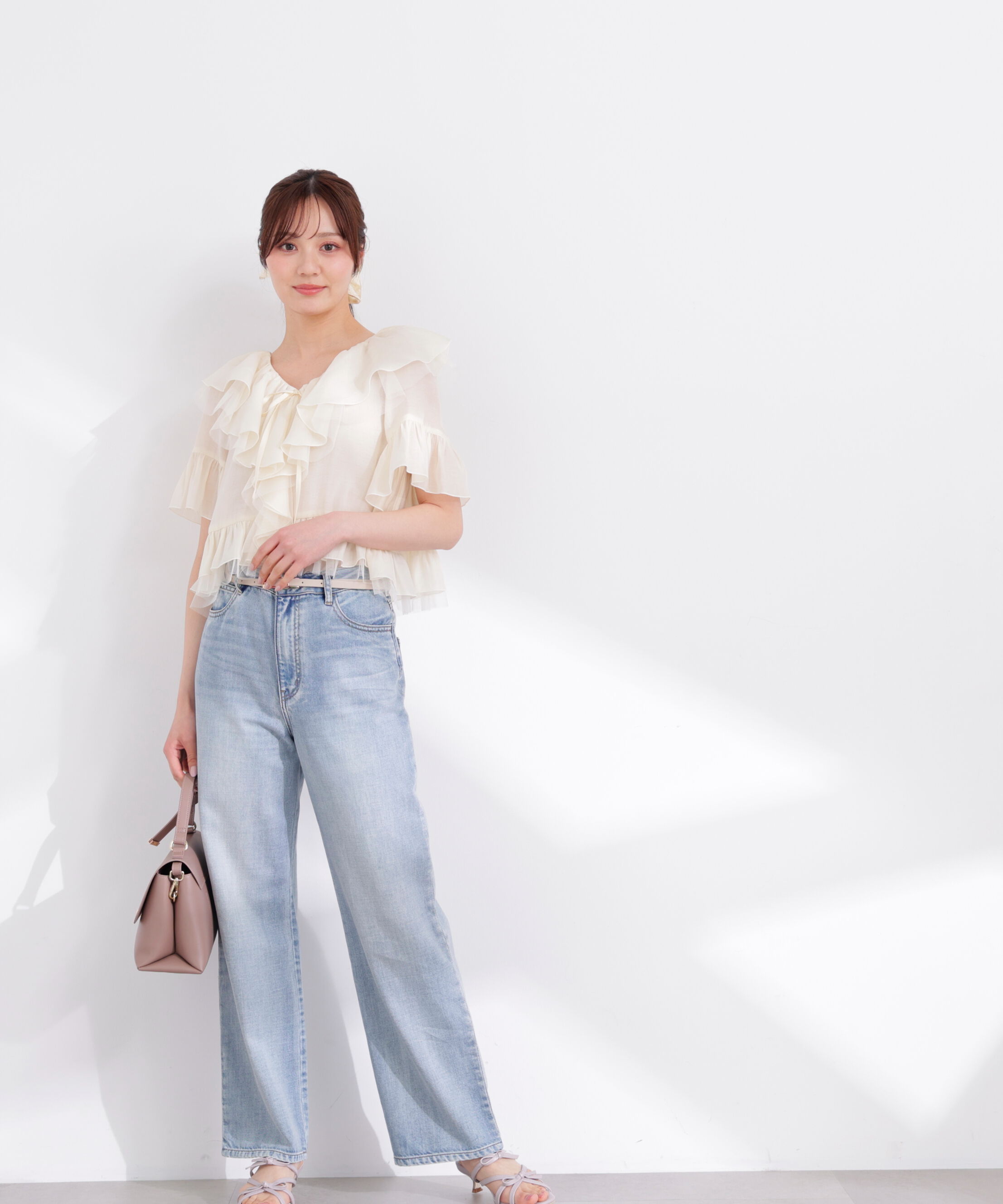 PROPORTION BODY DRESSING「チュール付きラッフルブラウス 26SS」|シャツ・ブラウス|