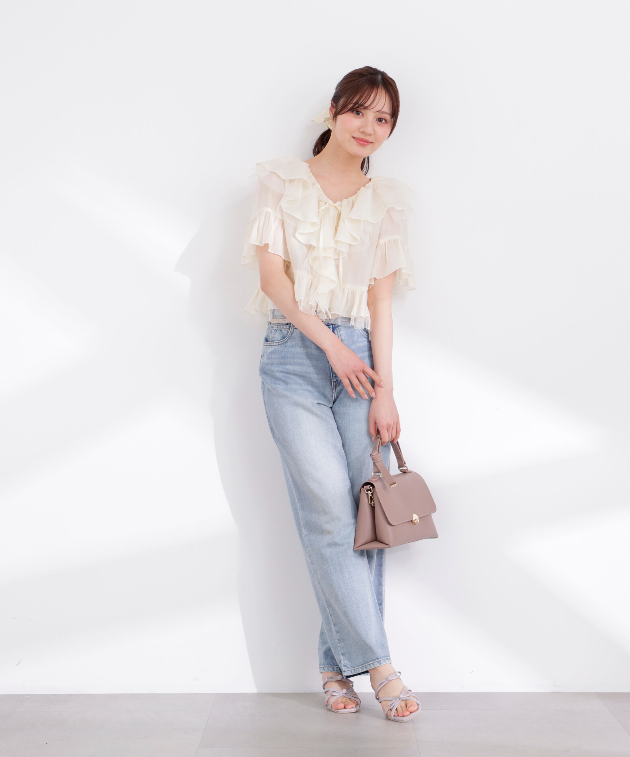 PROPORTION BODY DRESSING「チュール付きラッフルブラウス 26SS」|シャツ・ブラウス|