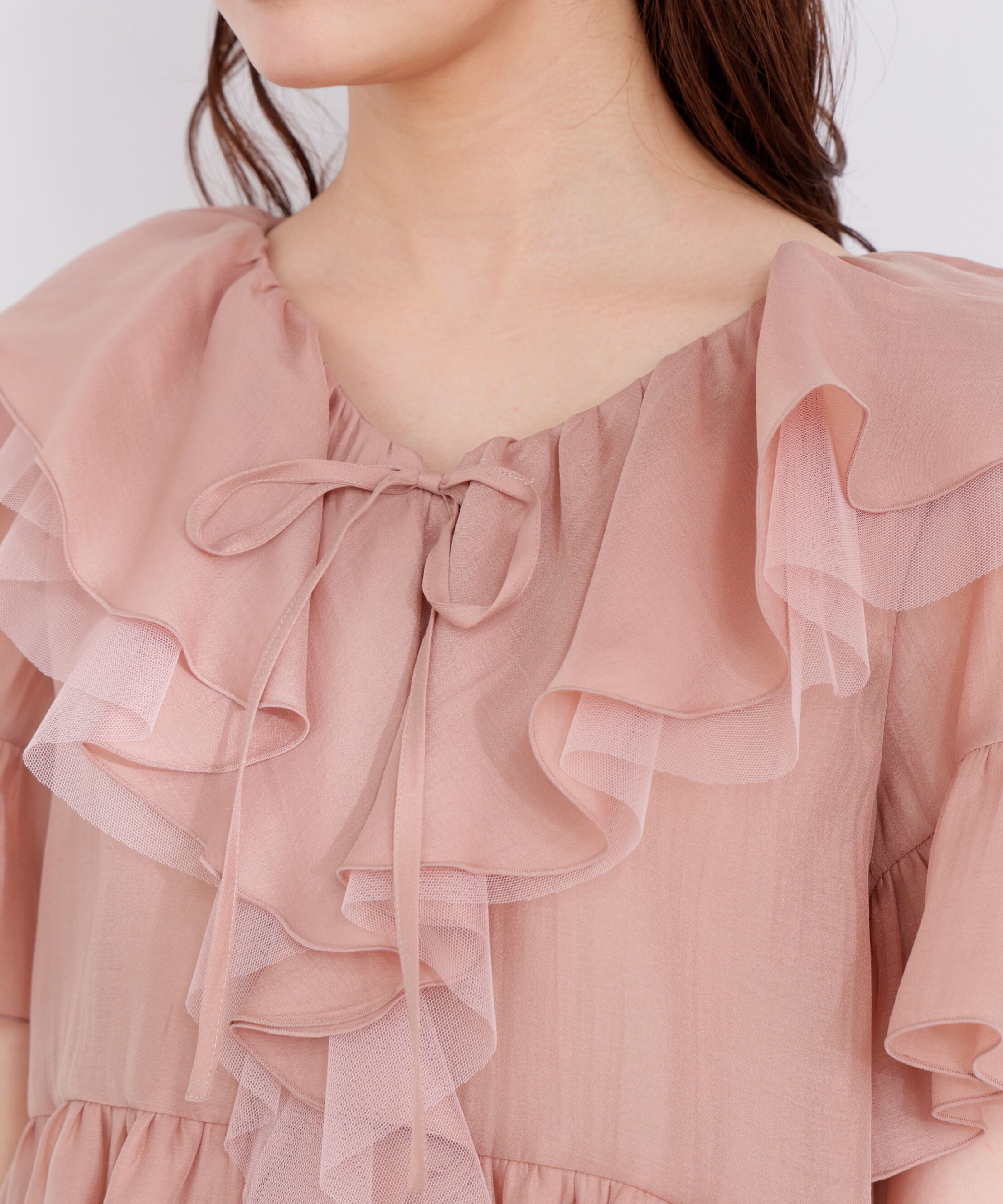 PROPORTION BODY DRESSING「チュール付きラッフルブラウス 26SS」|シャツ・ブラウス|