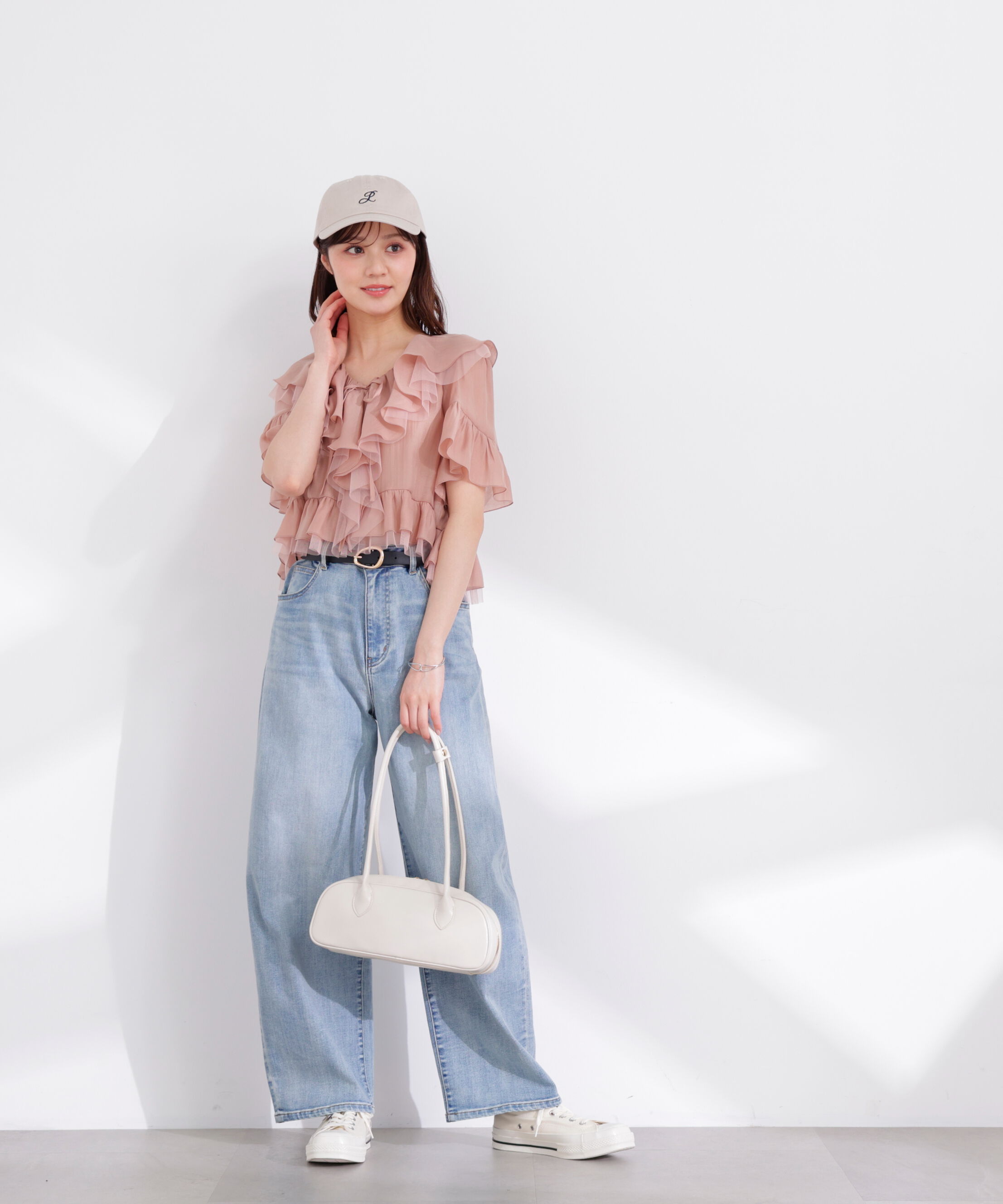 PROPORTION BODY DRESSING「チュール付きラッフルブラウス 26SS」|シャツ・ブラウス|