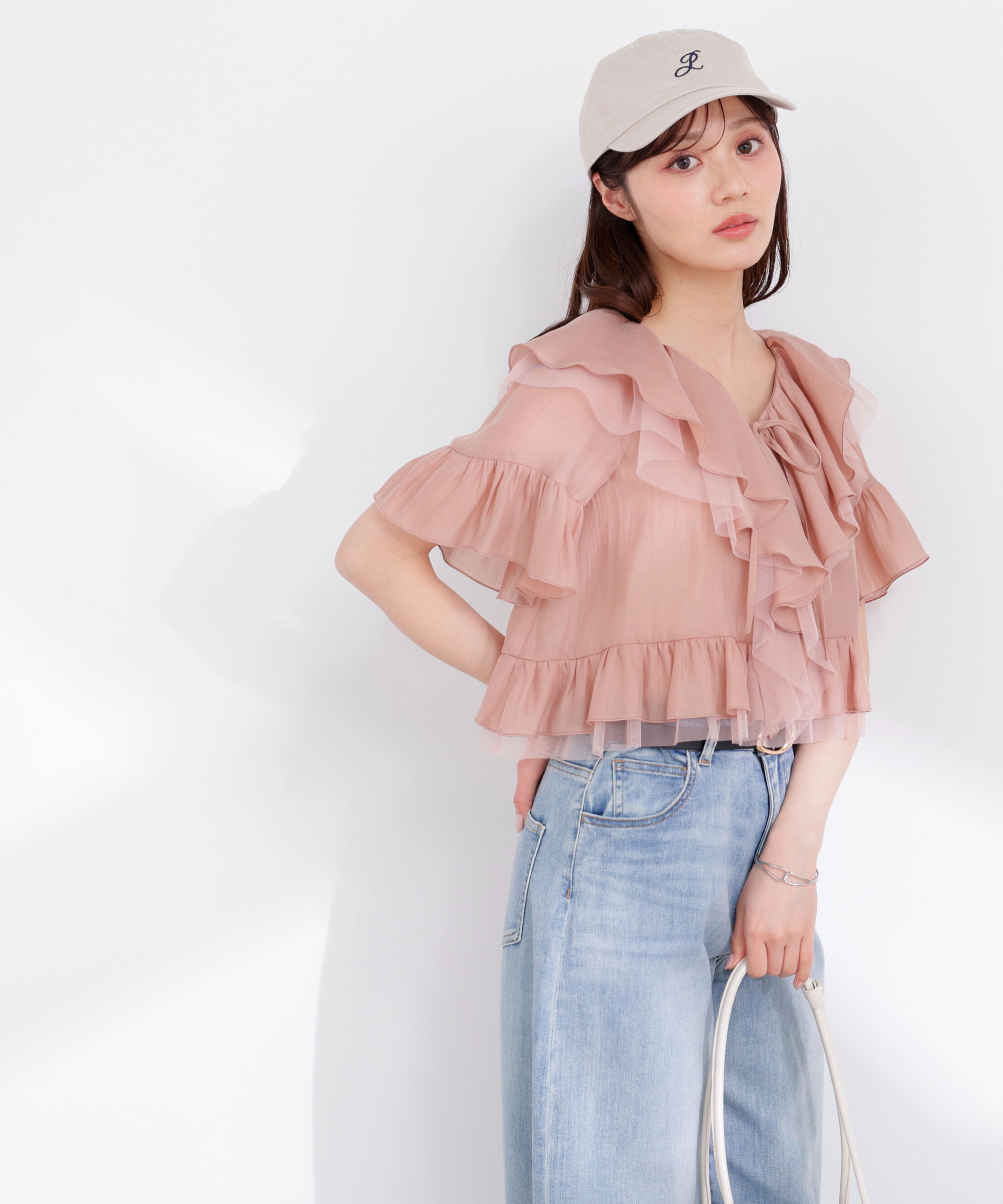 PROPORTION BODY DRESSING「チュール付きラッフルブラウス 26SS」|シャツ・ブラウス|