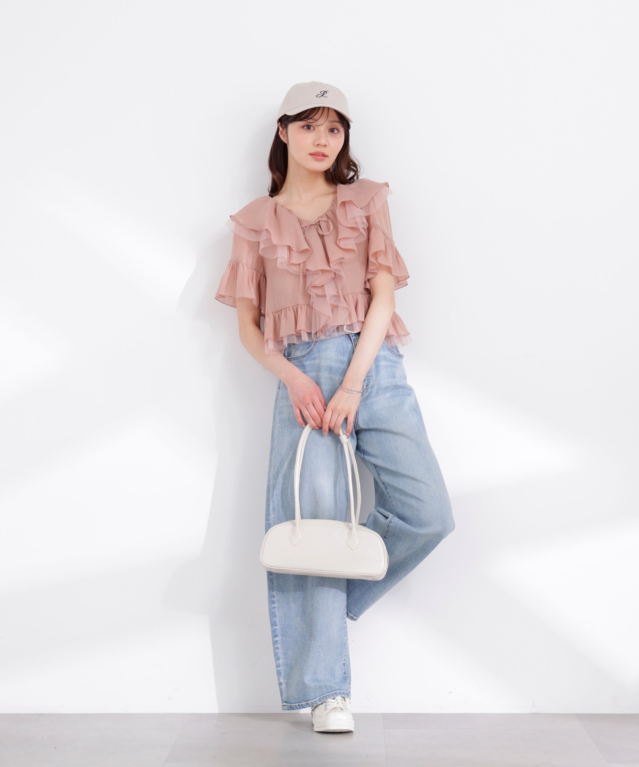 PROPORTION BODY DRESSING「チュール付きラッフルブラウス 26SS」|シャツ・ブラウス|