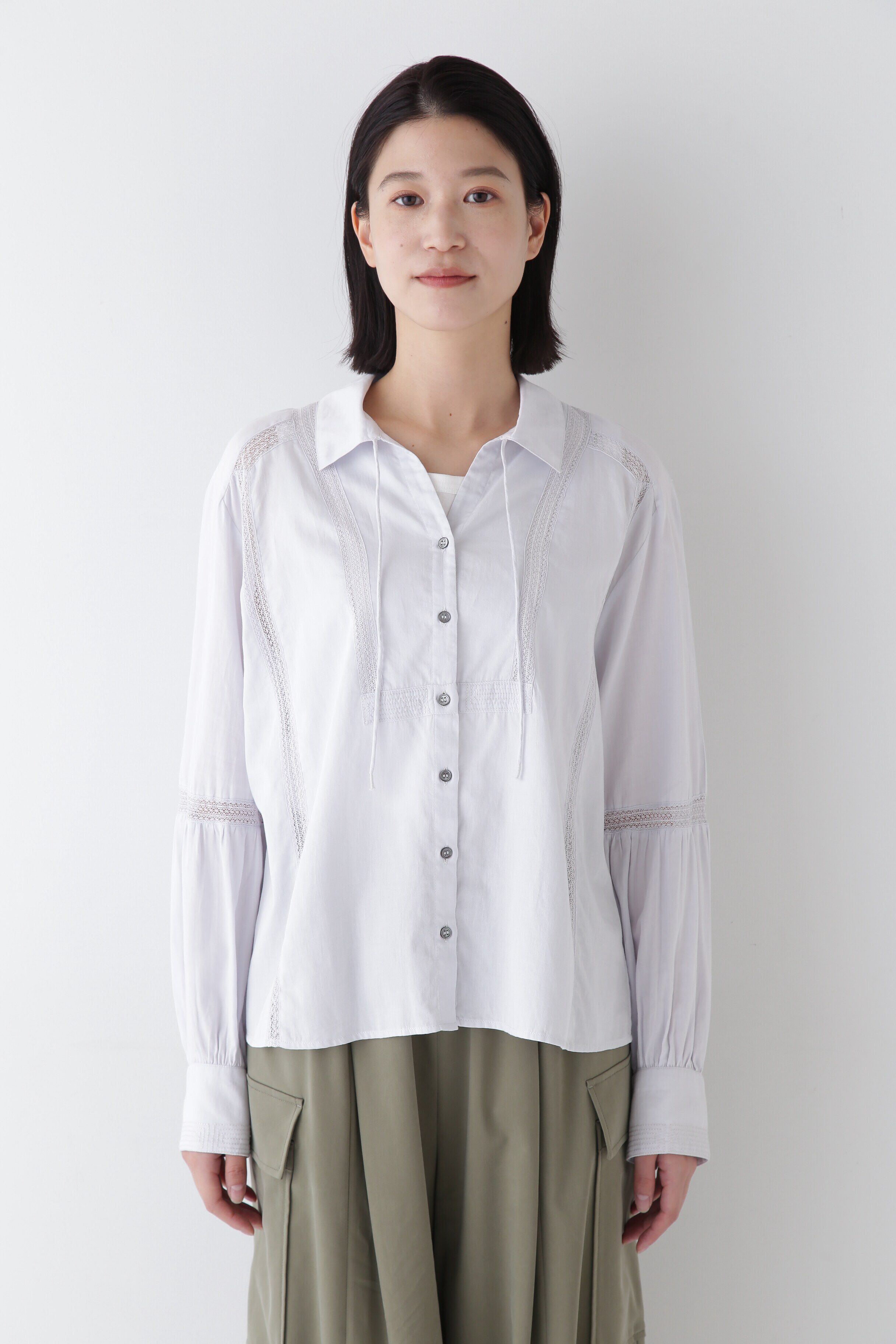  「◆コットンサテンインドスキッパーブラウス」|シャツ・ブラウス|