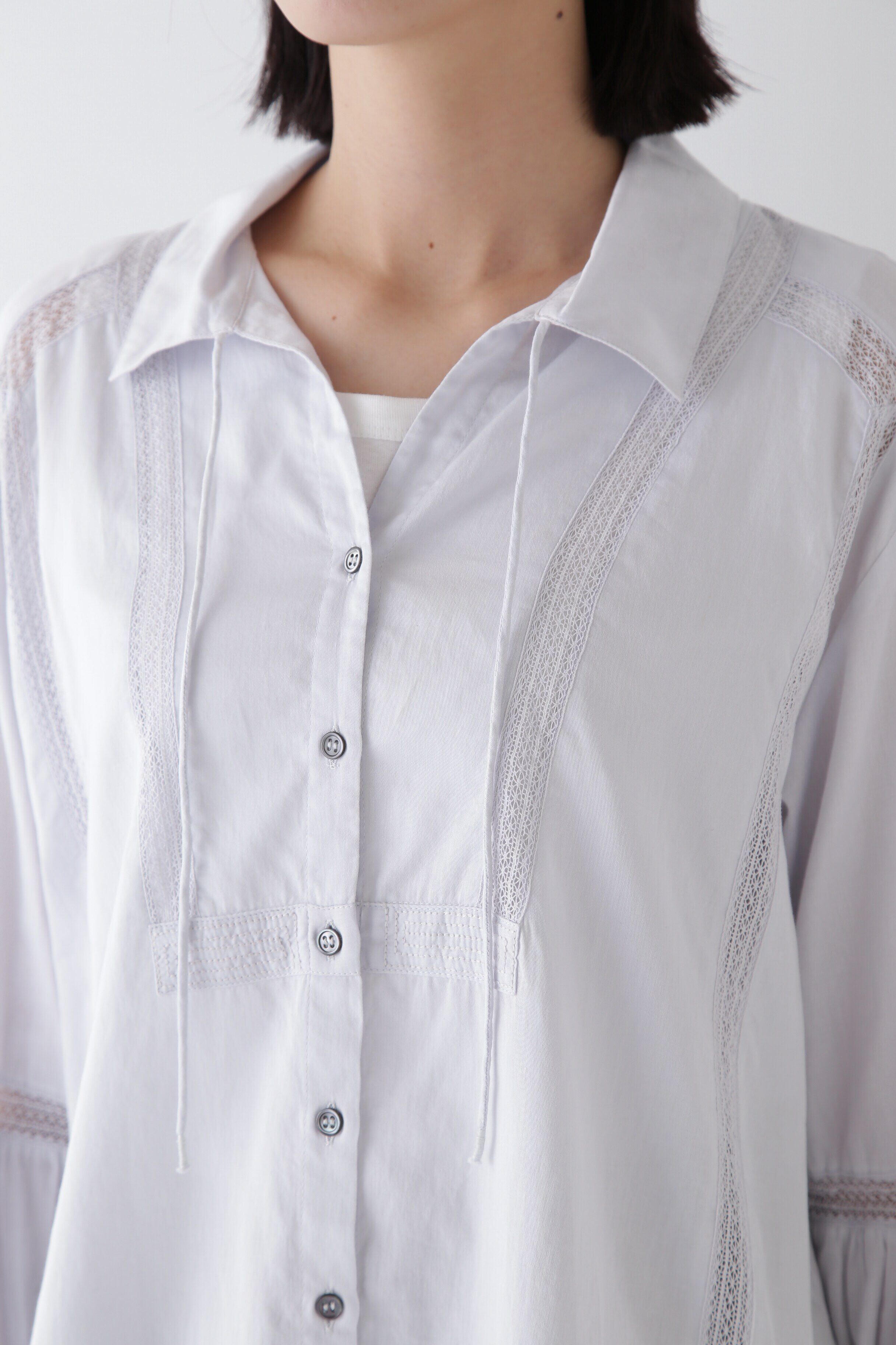  「◆コットンサテンインドスキッパーブラウス」|シャツ・ブラウス|