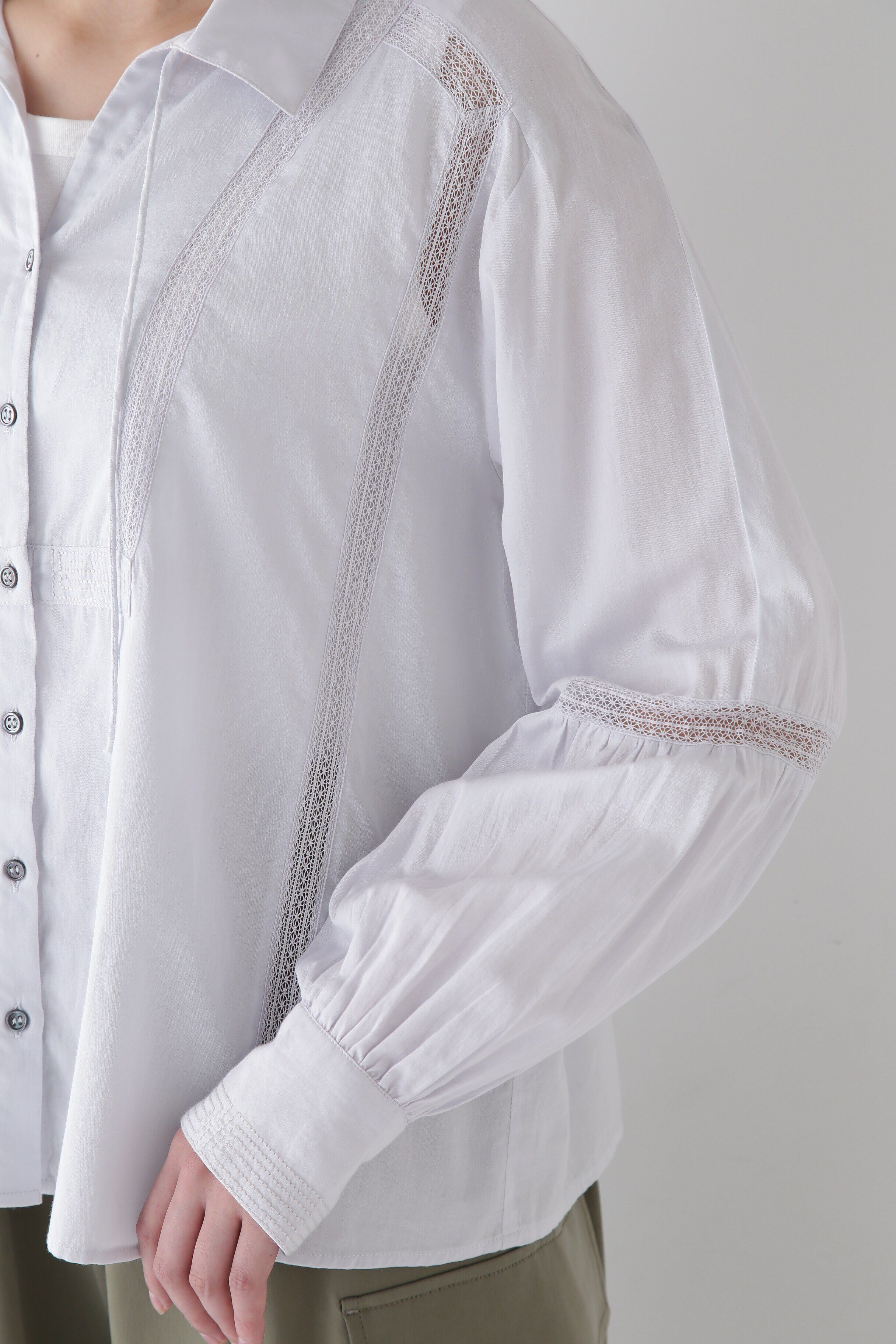  「◆コットンサテンインドスキッパーブラウス」|シャツ・ブラウス|