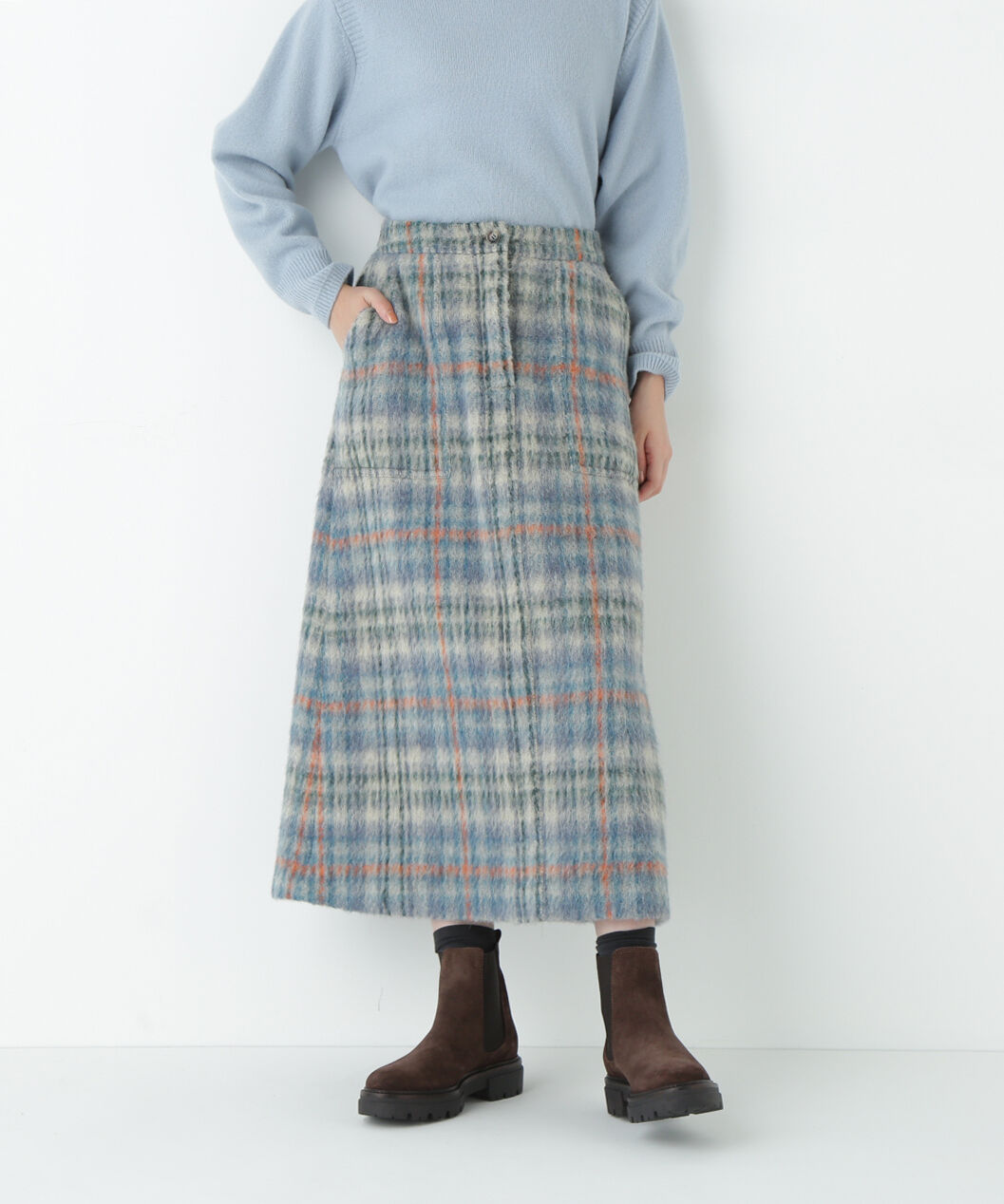  「シャギーチェックベイカーＡラインスカート」|スカート|