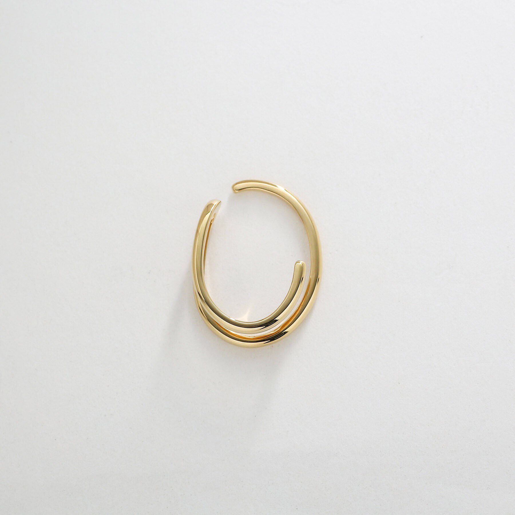 COCOSHNIK「シルバー ダブルフープ月甲 イヤーカフ」|イヤリング|