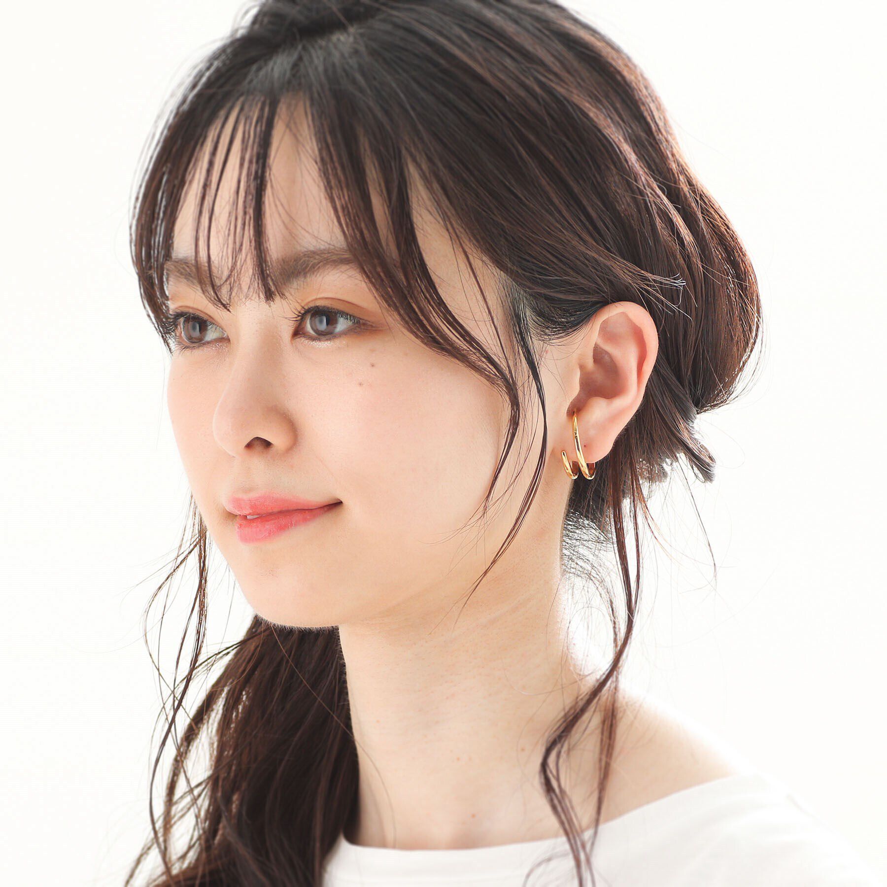 COCOSHNIK「シルバー ダブルフープ月甲 イヤーカフ」|イヤリング|