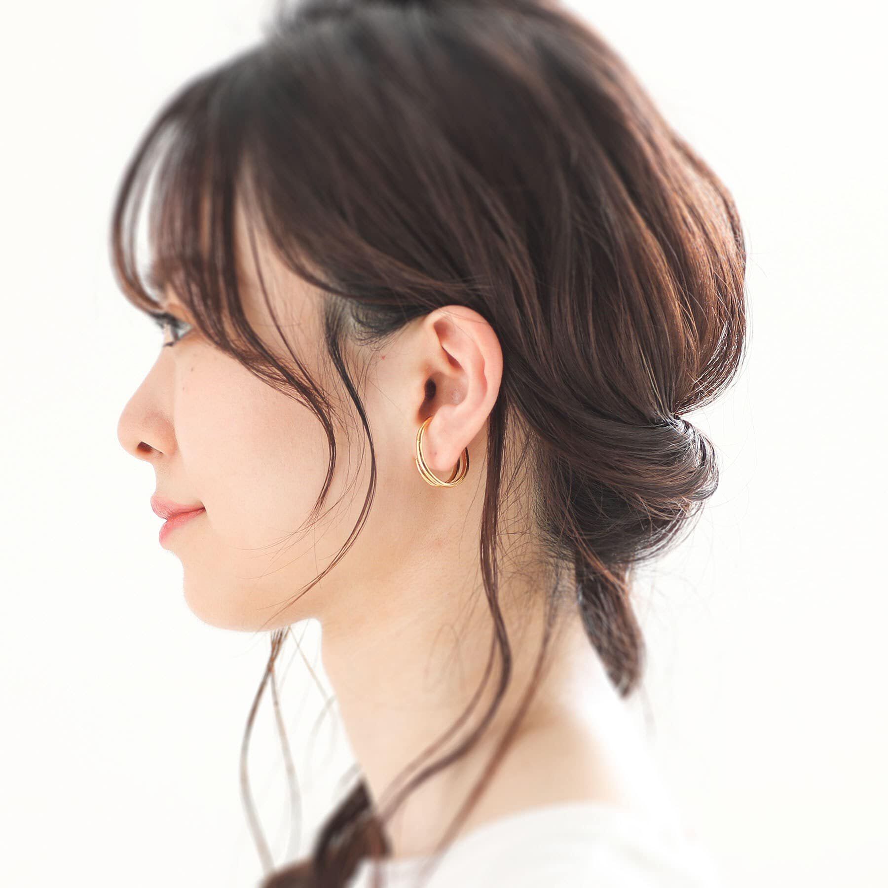 COCOSHNIK「シルバー ダブルフープ月甲 イヤーカフ」|イヤリング|