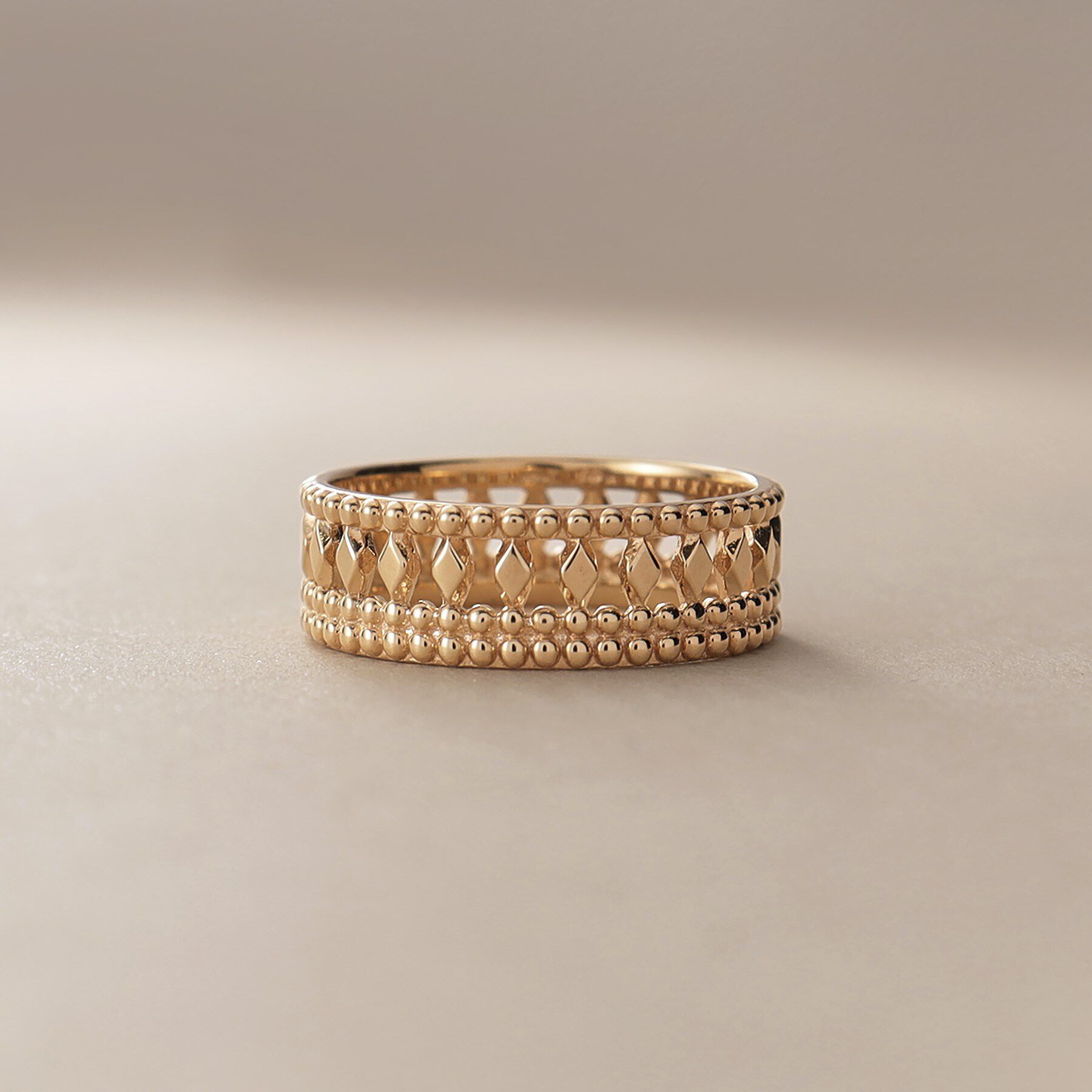 COCOSHNIK「K10切子&times;ミル リング大（16号）」|リング|